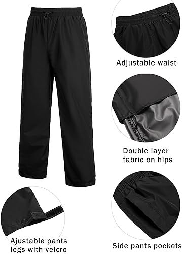 Miniatura 5 de COOFANDY Traje de lluvia para hombre, impermeable, ligero, transpirable, chaqueta de lluvia, pantalones de 2 piezas, traje de lluvia