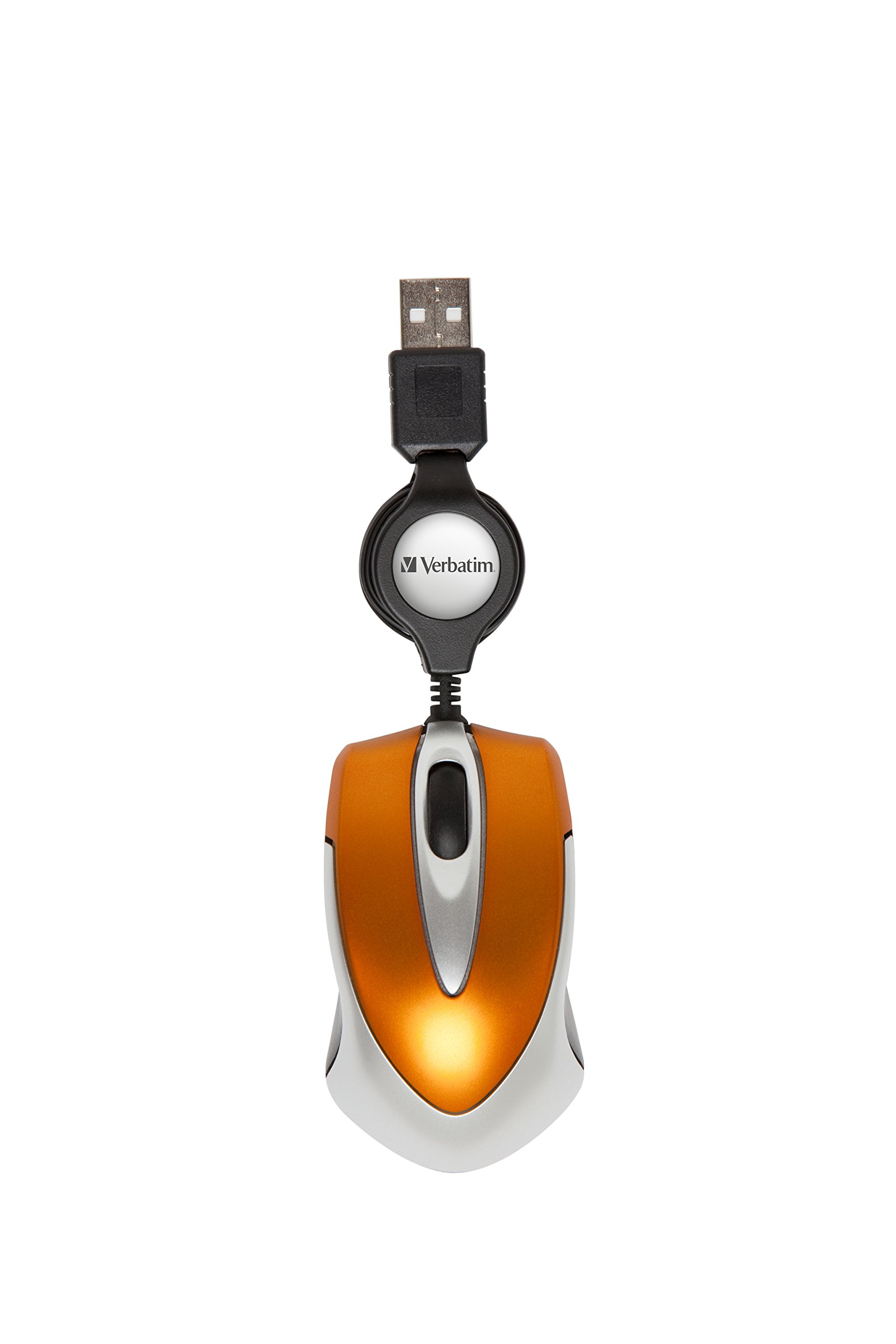 Verbatim Go-Mini optyczna mysz podróżna, mała mysz komputerowa z wysuwanym kablem, USB-A, mini mysz USB o rozdzielczości 1000 dpi, do laptopa, notebooka, PC i Mac, kompaktowa konstrukcja, Volcanic