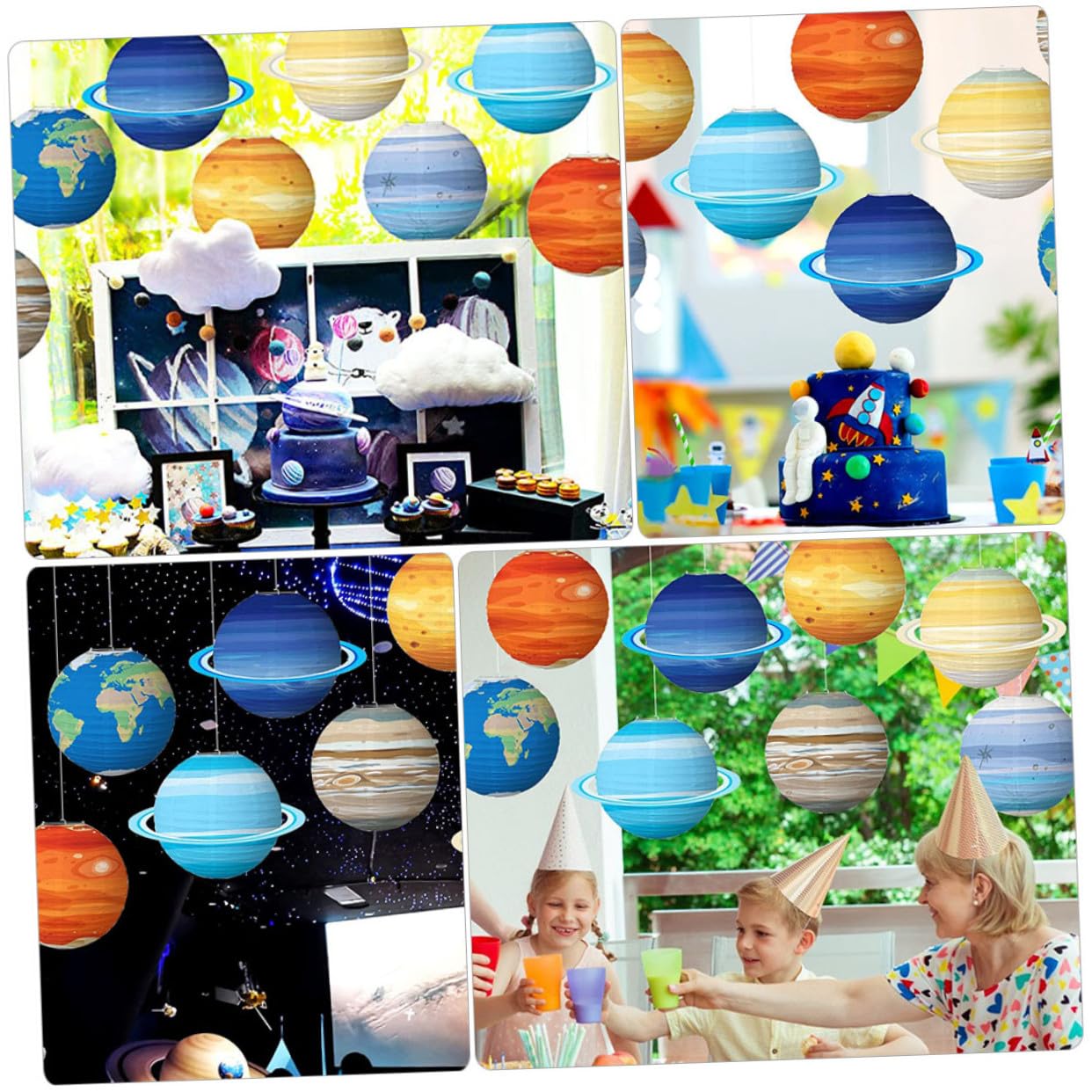 KOMBIUDA 8 Stück Papierlaternen Planeten Motiv Metallrahmen Weltraum Deko Für Kinderzimmer Party Hängend