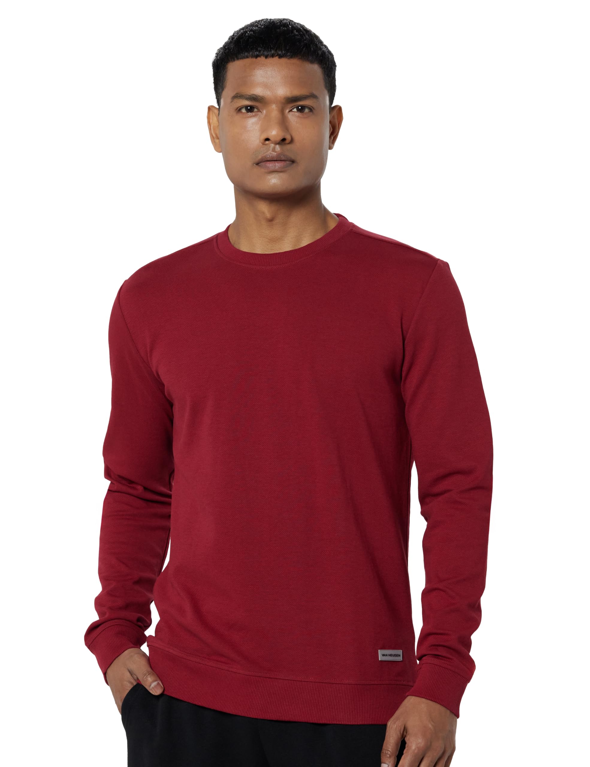 van heusen Men's Premium Textured Regular Fit Full Sleeve Sweatshirt | Classic Crew Neckline | Soft Cotton Blend | Versatile Styling-picture-23