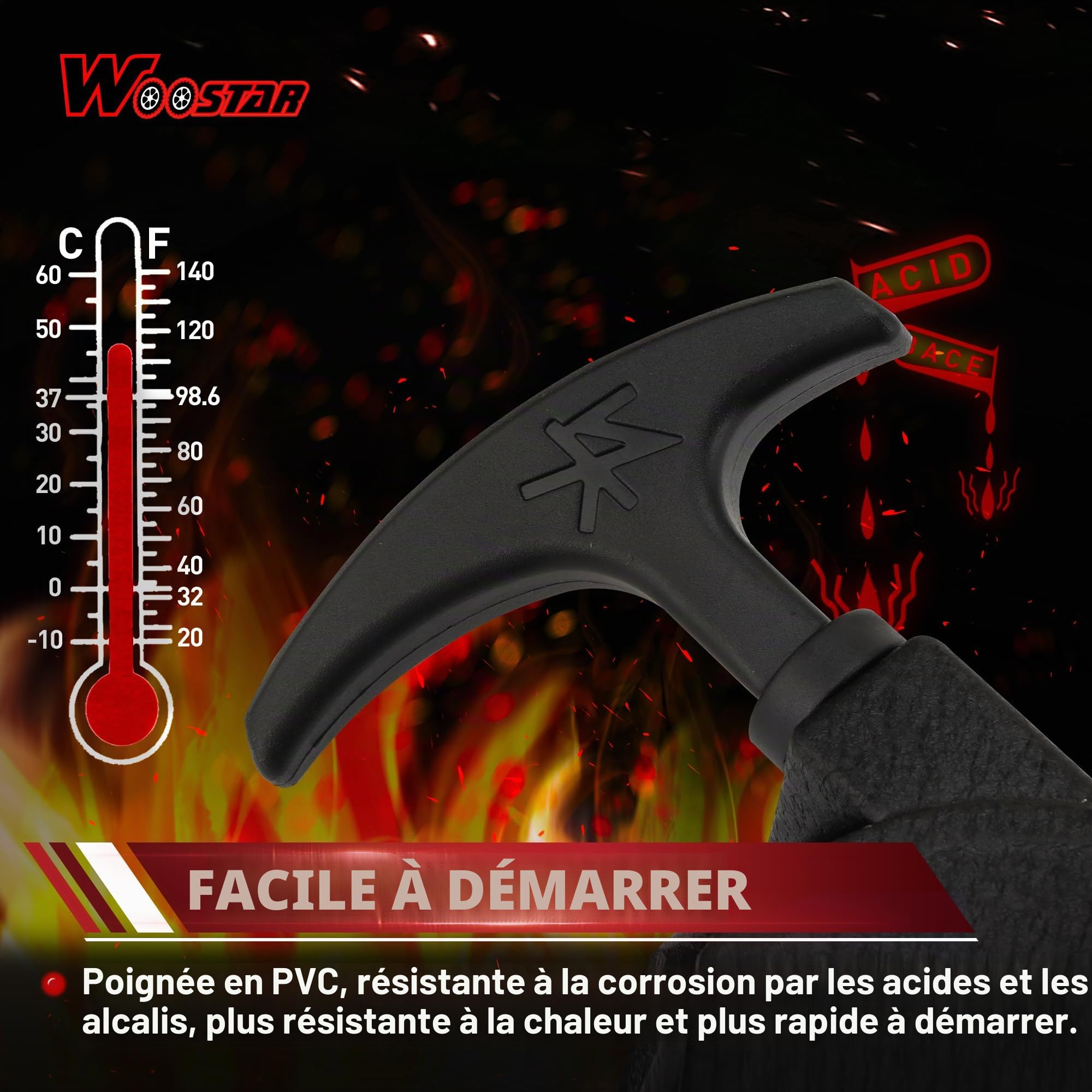WOOSTAR Démarreur à Rappel avec 3 Boulons Remplacement pour 2 Temps 47cc 49cc 50cc Mini Pocket Bike Moped Dirt Pit Bike