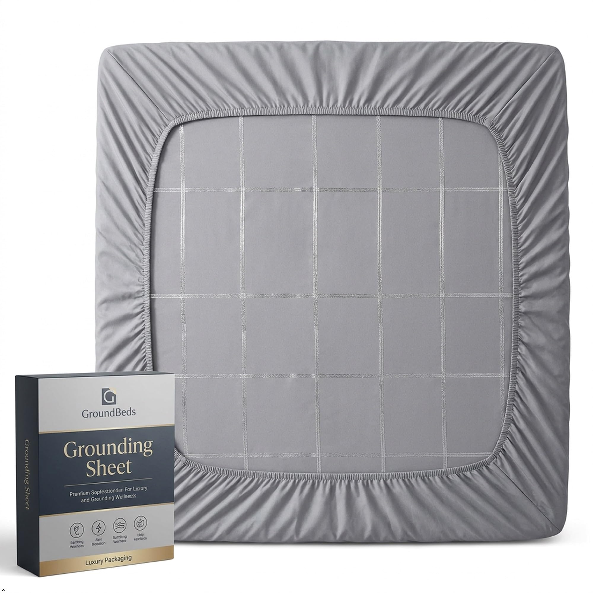 GroundBeds Luxe Grounding Fitted Sheet, King, Gray, 78 x 80 in image 6