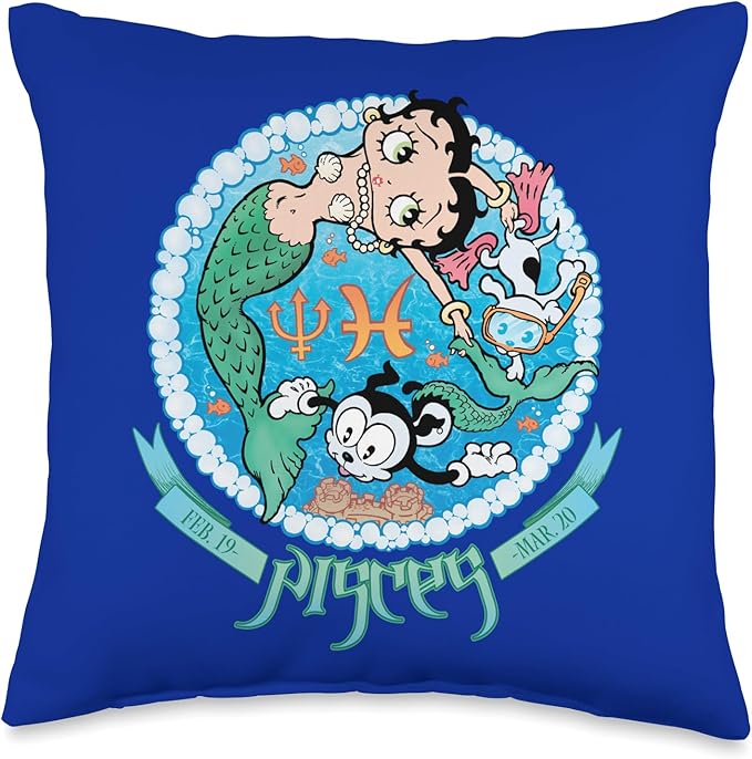Betty Boop Pisces Astrological Sign Throw Pillow