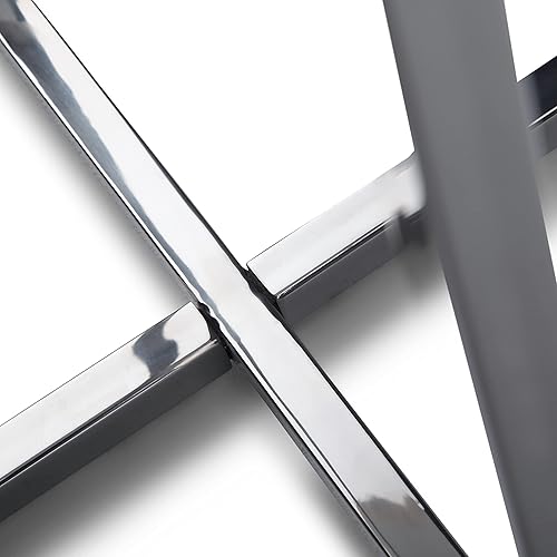 Miniatura 5 de SIMPLIHOME Marsden - Mesa auxiliar redonda de acero inoxidable pulido de 18 pulgadas de ancho en blanco y plateado, mesa decorativa moderna para