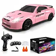 Remote Control Car RC Drift Car 2.4GHz 1:24 Scale 4WD 15KM/H High Speed Model Vehicle with LED Lights Drifting Tire Racing Sport Toy Car for Adults Boys Girls Kids Gift