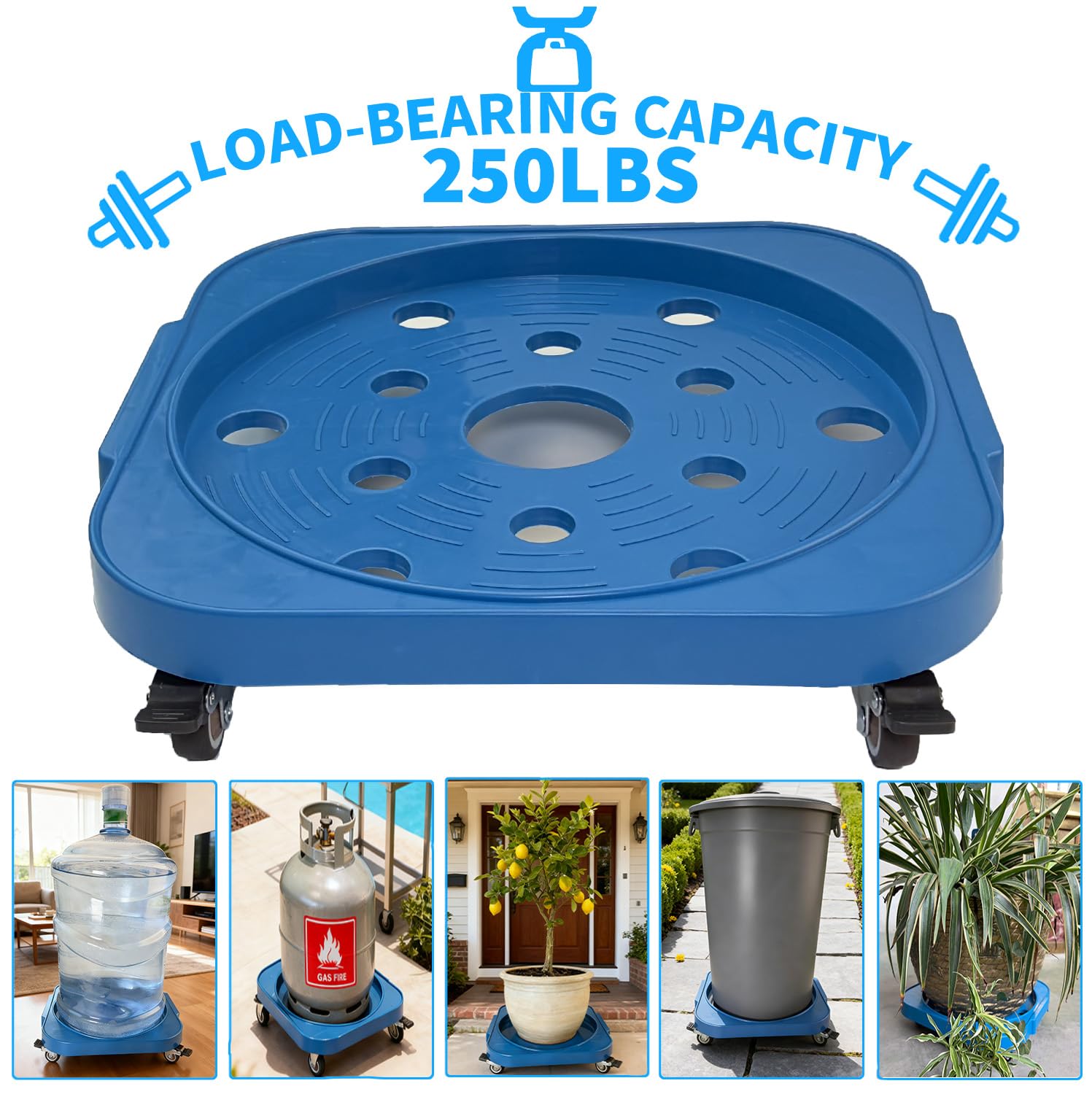 11" 5-Gallon Water Bottle Jug Caddy with 4 Rolling Swivel Casters - Heavy-Duty 5-Gallon Bucket Dolly & Plant Stand,(1, Black) — Amazon image 5