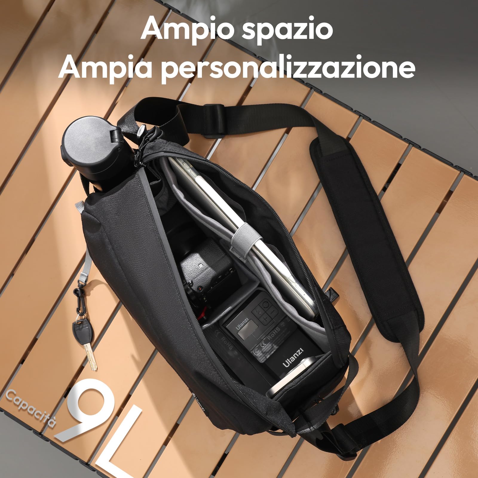 ULANZI BP11 Borsa a tracolla per fotocamera DSLR/SLR con attacco per treppiede, unisex, Borsa per macchina fotografica leggera e impermeabile, compatibile con fotocamere Sony, Canon, Fujifilm