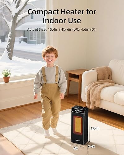 Miniatura 2 de Calentador de espacio, calentadores eléctricos para uso en interiores con termostato, control remoto, temporizador de 1-12 horas, oscilación de 70 y