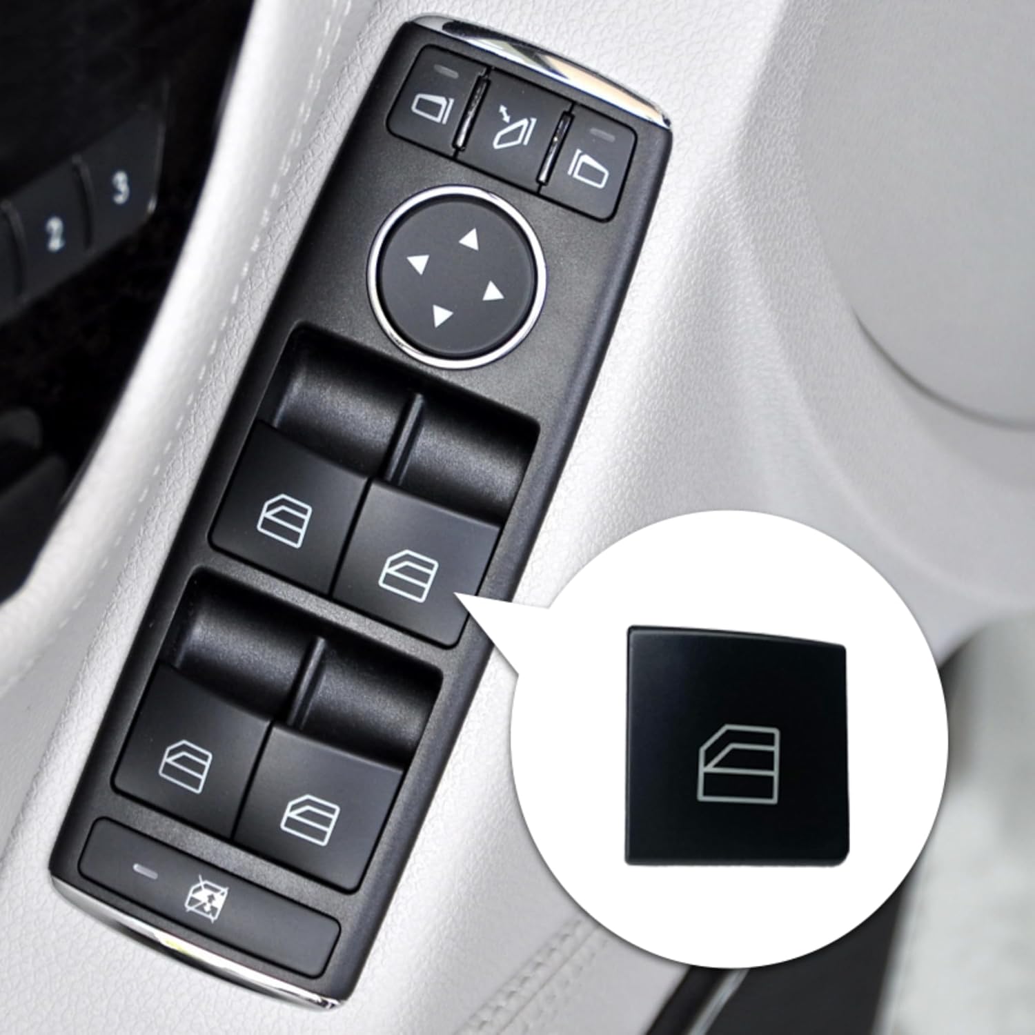 Window Switch Button Assembly Front Driver Side Master Power Compatible Replacement for Mercedes-Benz CLA Class W117 2015-2017 (folding mirror)