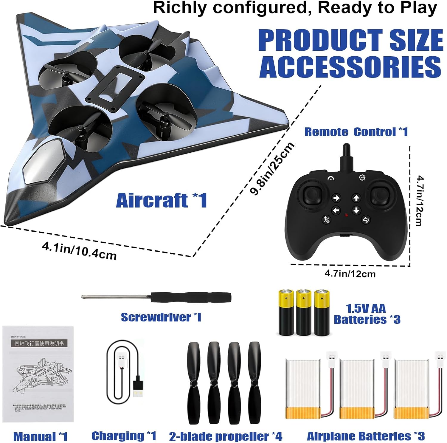 Foam Remote Control Airplanes for Kids & Adults | RC Fighter Jet with Light, 360° Flip Fighter Jet Toys, Stunt Roll, Airplane Toy Great for Beginners Christmas & Birthday Gift for Kids Boys Aged 3+