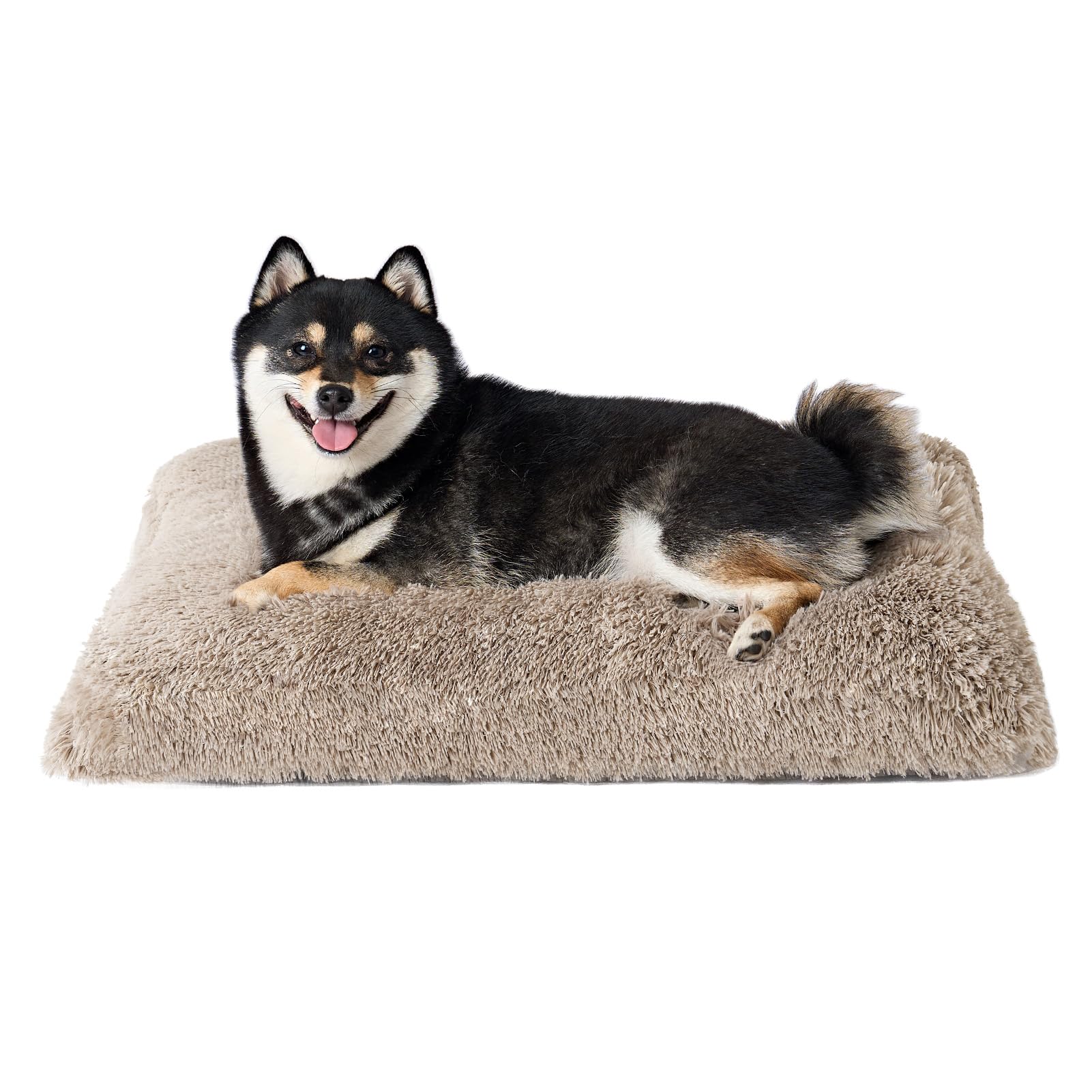 EHEYCIGA Calming Fluffy Dog Crate Bed For Large Dog 90x60x9cm, Taupe