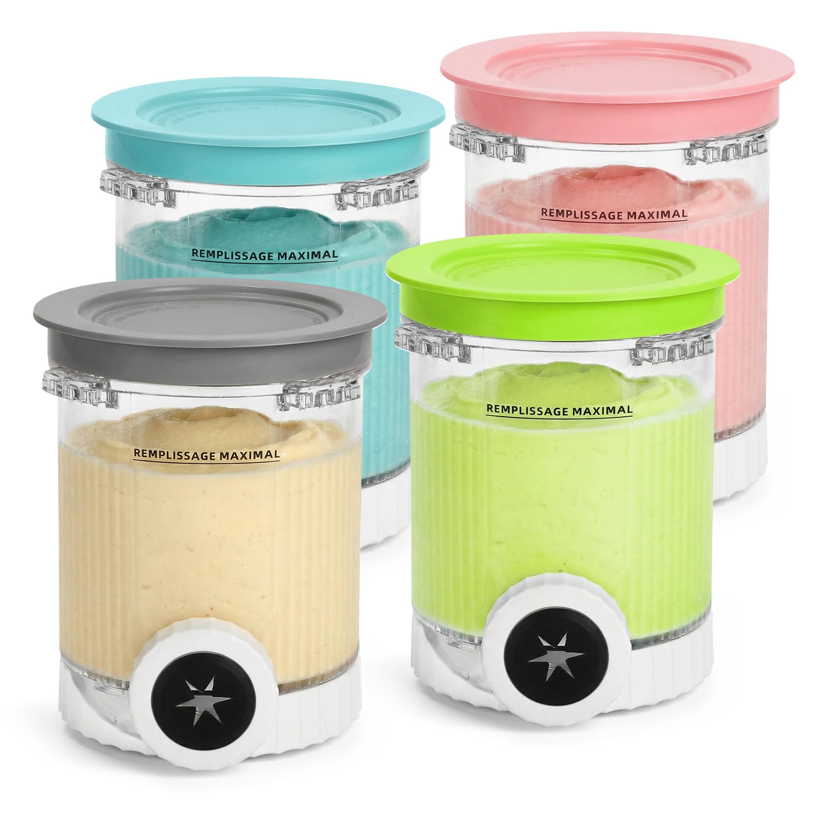 GKXLH Bacs à crème glacée avec couvercles - Récipients Ninja Creami, récipients pinte Creami de remplacement compatibles avec Ninja Swirl Ice Cream NC700 NC701 Series, sans BPA et lavables au