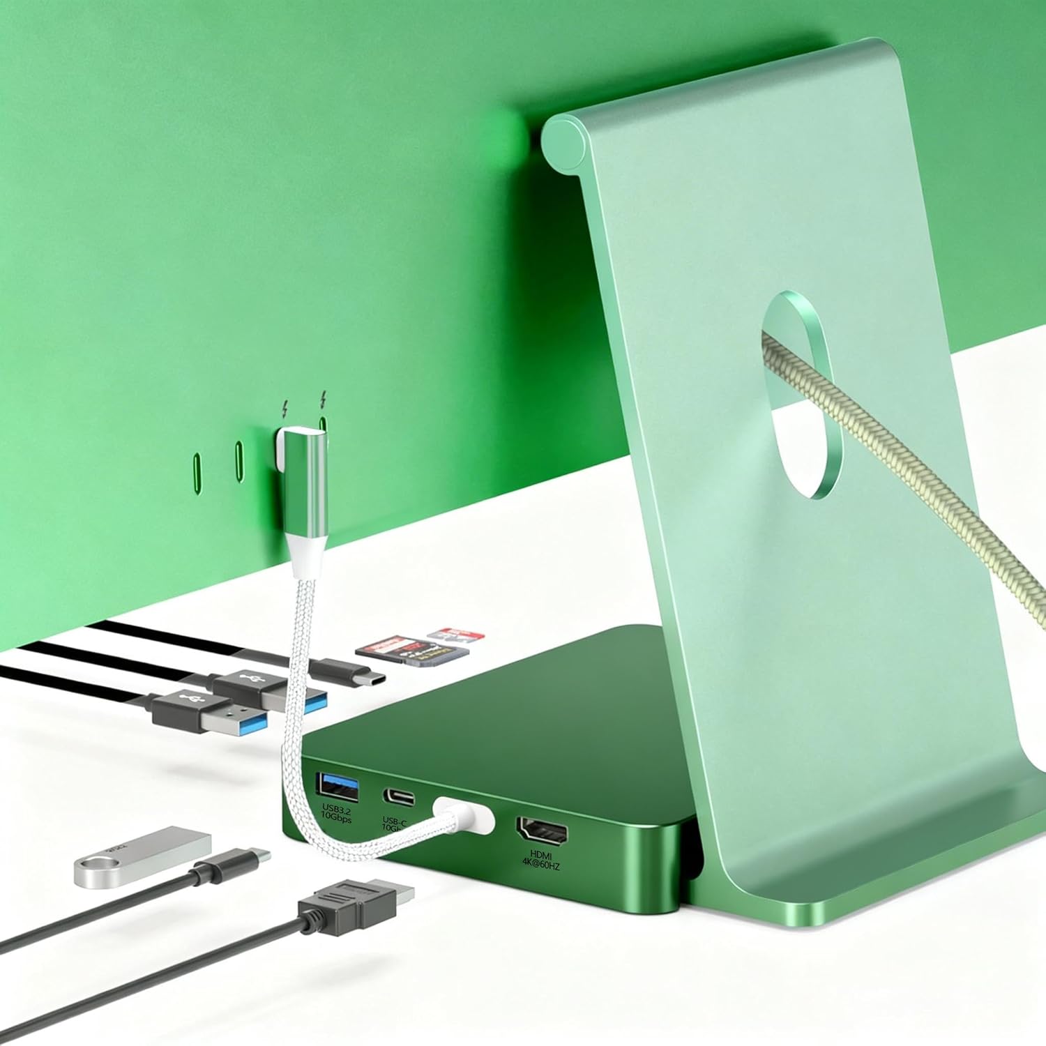 USB C Hub for Mac 24 inch 2021/2023/2024, 8 in 1 iMac USB Hub with M.2 SSD Expansion (SSD Not Included)，with USB A/C 3.2 10Gbps, SD/TF, HDMI iMacM1 M3 M4 Dock Accessories