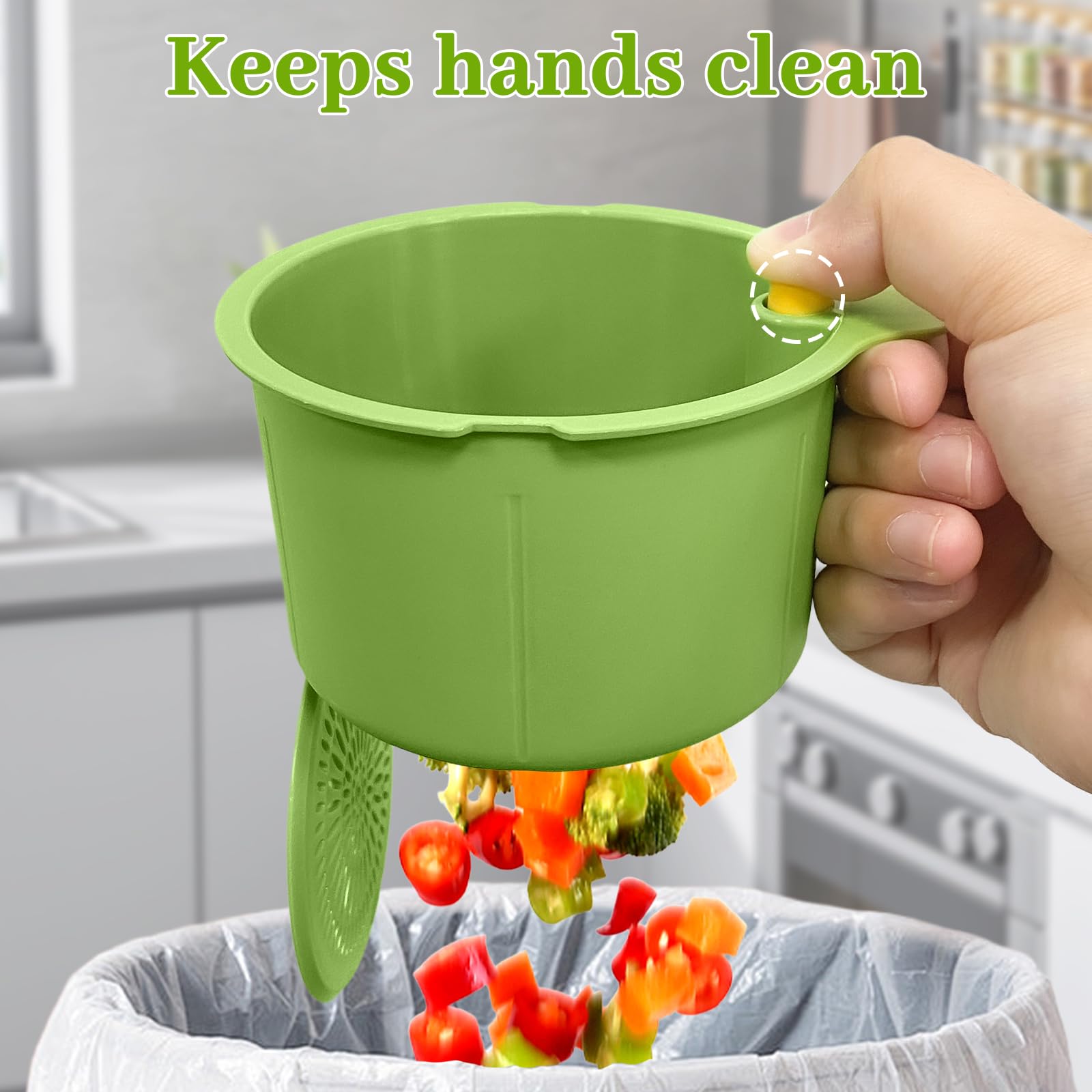 2 Filtri Scolapasta Per Lavello A Scatto | Cestello Rimovibile Senza Contatto Con Le Mani (Verde)