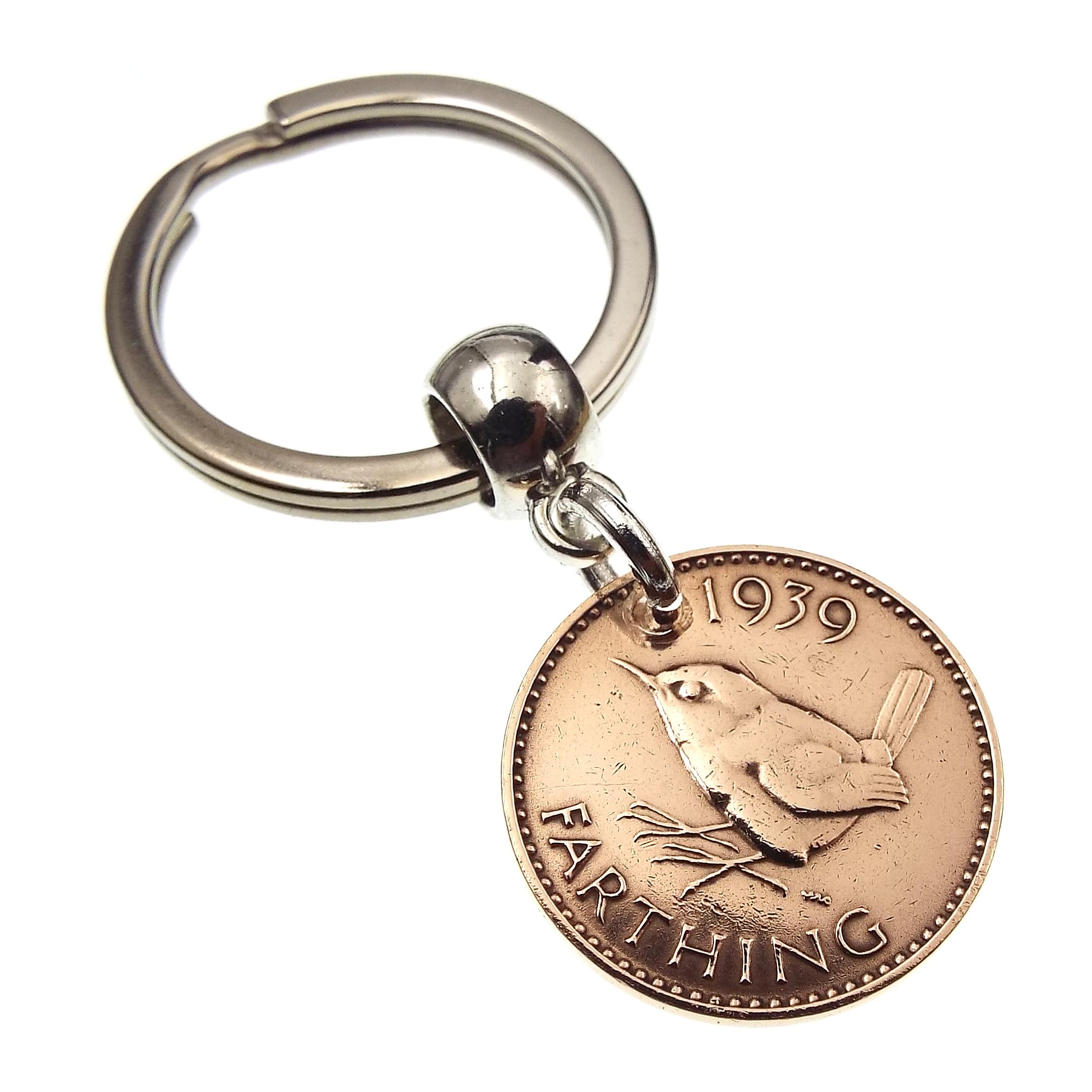 A Silver Dream 1939 Farthing Coin Keyring Birthday Anniversary Retirement His Hers Men Women