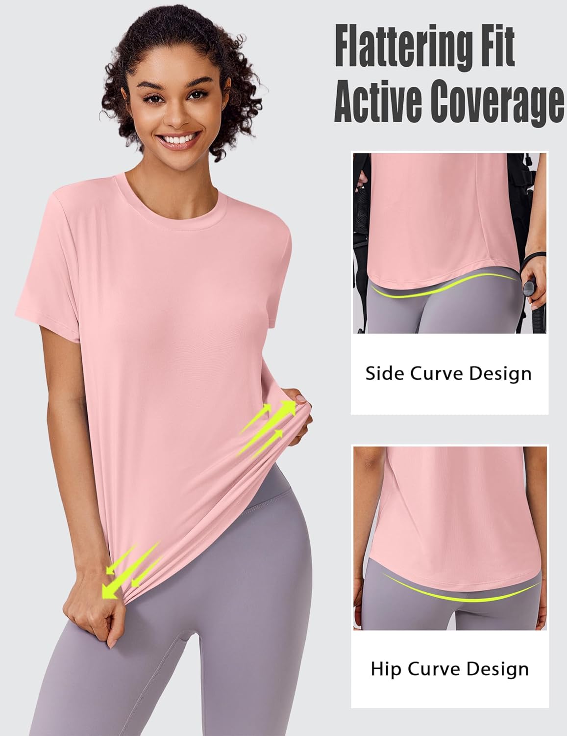 PINSPARK Soft Workout Tops for Women Short Sleeve UV Protection Shirt Quick Dry Athletic Hiking Travel Basic Tee Shirts - Image 5