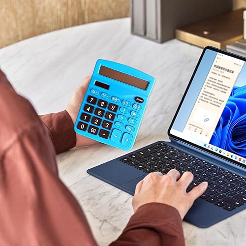 Miniatura 6 de Calculadora de escritorio de 12 dígitos con pantalla LCD grande, calculadora básica de energía solar dual y batería, función estándar para oficina,