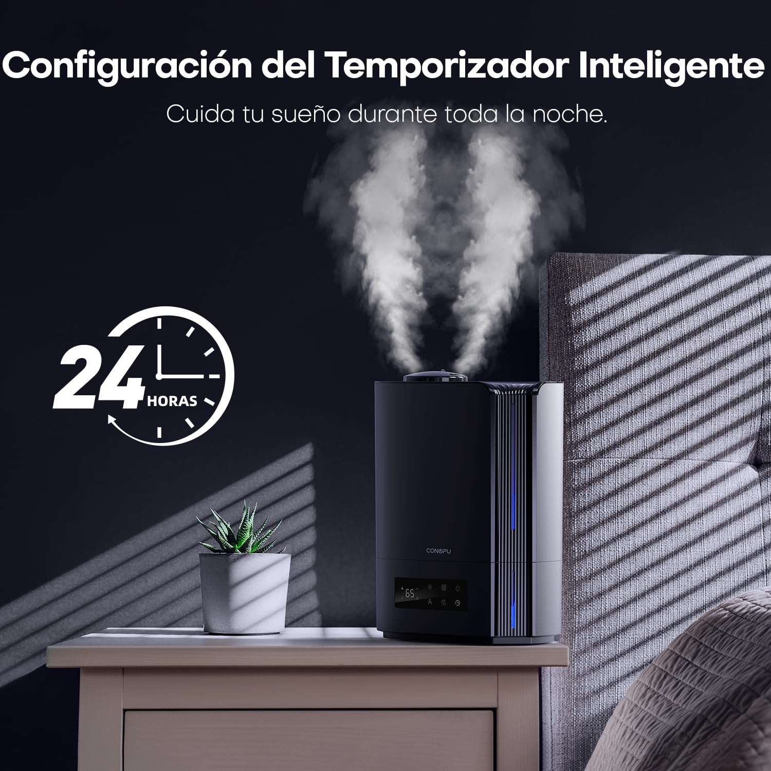 CONOPU Humidificador de Aire Ultrasónico 6L, Humidificador Silencioso de Aceites Esenciales con Tres Modos y Temperatura Constante, Humidificador Bebés con Varios Modos de Humedad