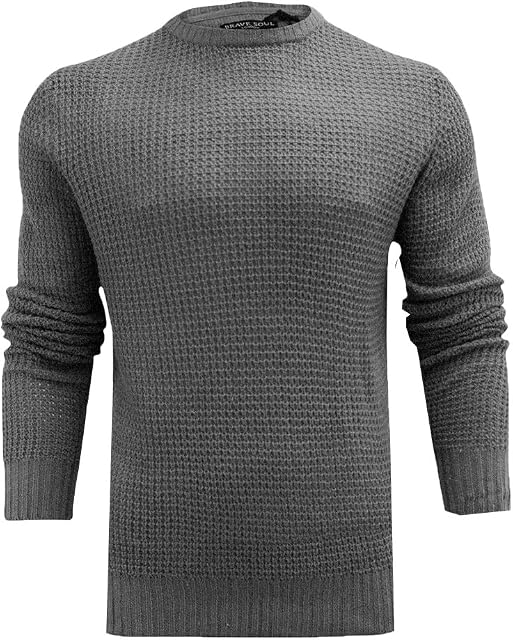 BRAVE SOUL Mens Fulton' & 'Slovak' Crew Neck Jumper Fishermans Chunky Rib Knit