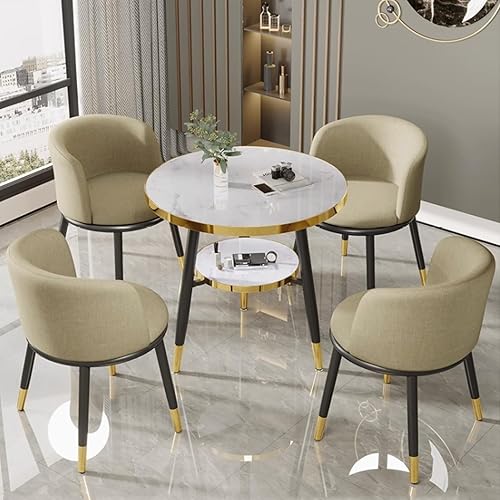 Miniatura 9 de YVYKFZD Office Reception Room Club Table, Simple Kitchen Dining Table Set with Storage Shelf, Round Conference Table for 4, Business Conference Room