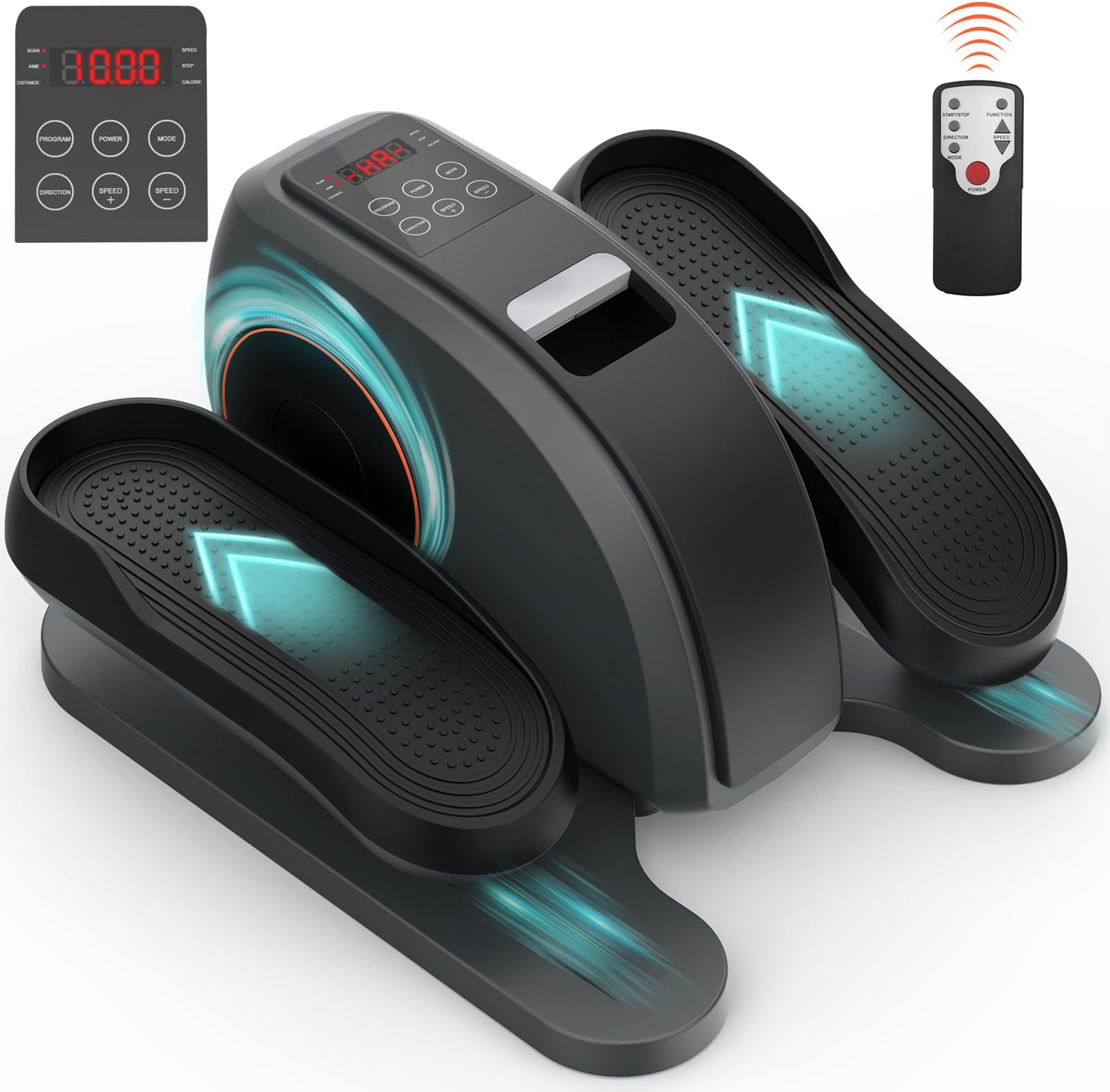 Neezee Under Desk Elliptical Machine, Pedal Exerciser 10 Adjustable Speeds, Under Desk Pedal Exerciser with LCD Monitor, Remote Control, Anti-Slip Pedals, Elliptical Stepper for Home Use