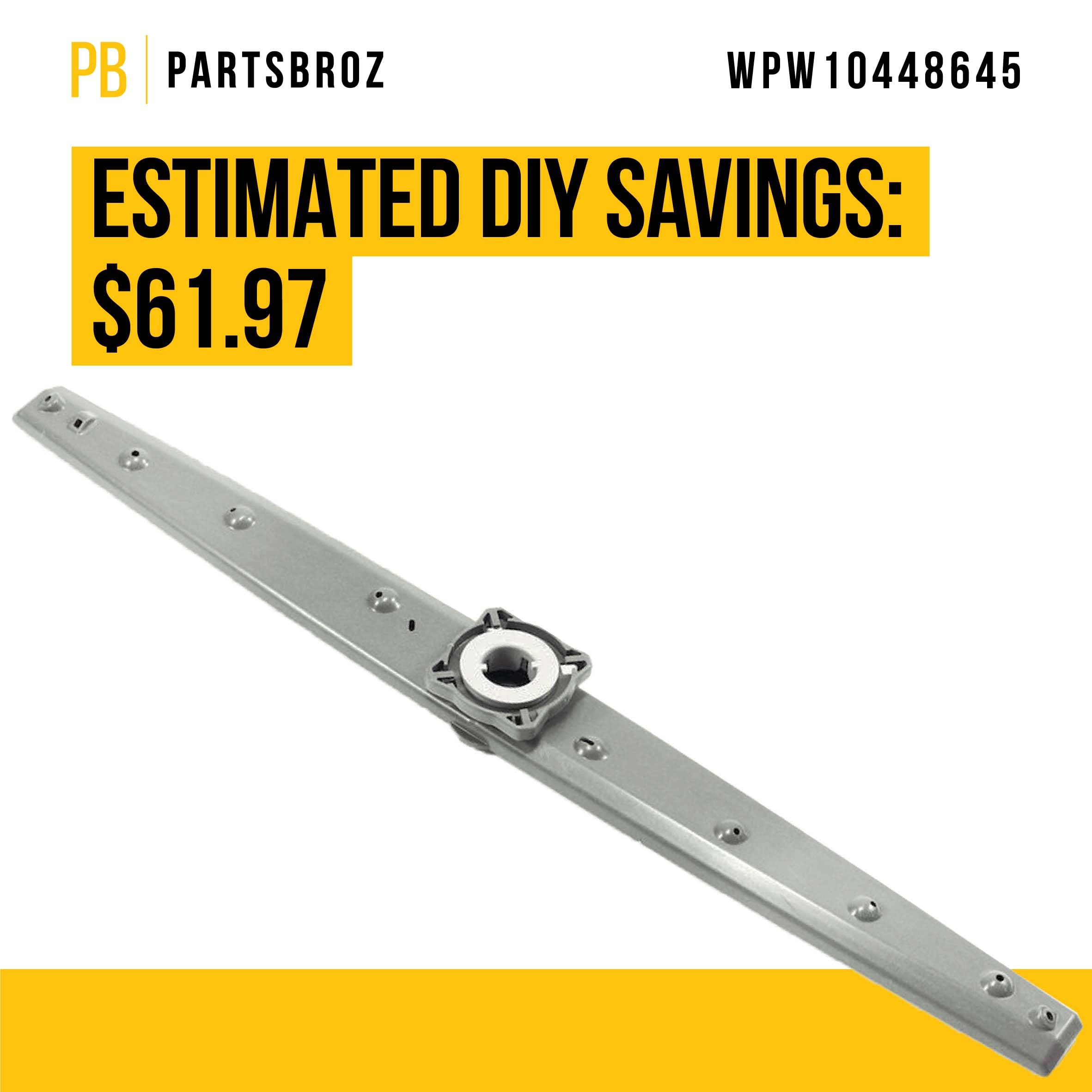 WPW10448645 - Brazo de pulverización medio para lavavajillas, sustituye a AP6021549, W10448645, 2312063, PS11754873