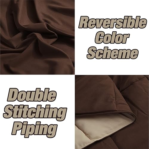 Miniatura 5 de HUAJIE Juego de edredón alternativo de plumón de ganso de 3 piezas para todas las estaciones, relleno de edredón solo 2 fundas, edredón acolchado