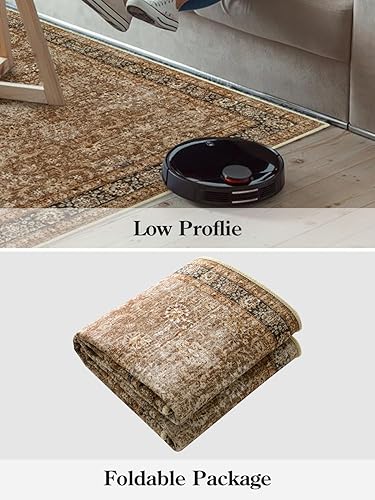 Miniatura 8 de Zealude Alfombra vintage lavable de 2 x 6 pies, antideslizante, tradicional para pasillo de cocina con respaldo de goma, alfombra de interior para