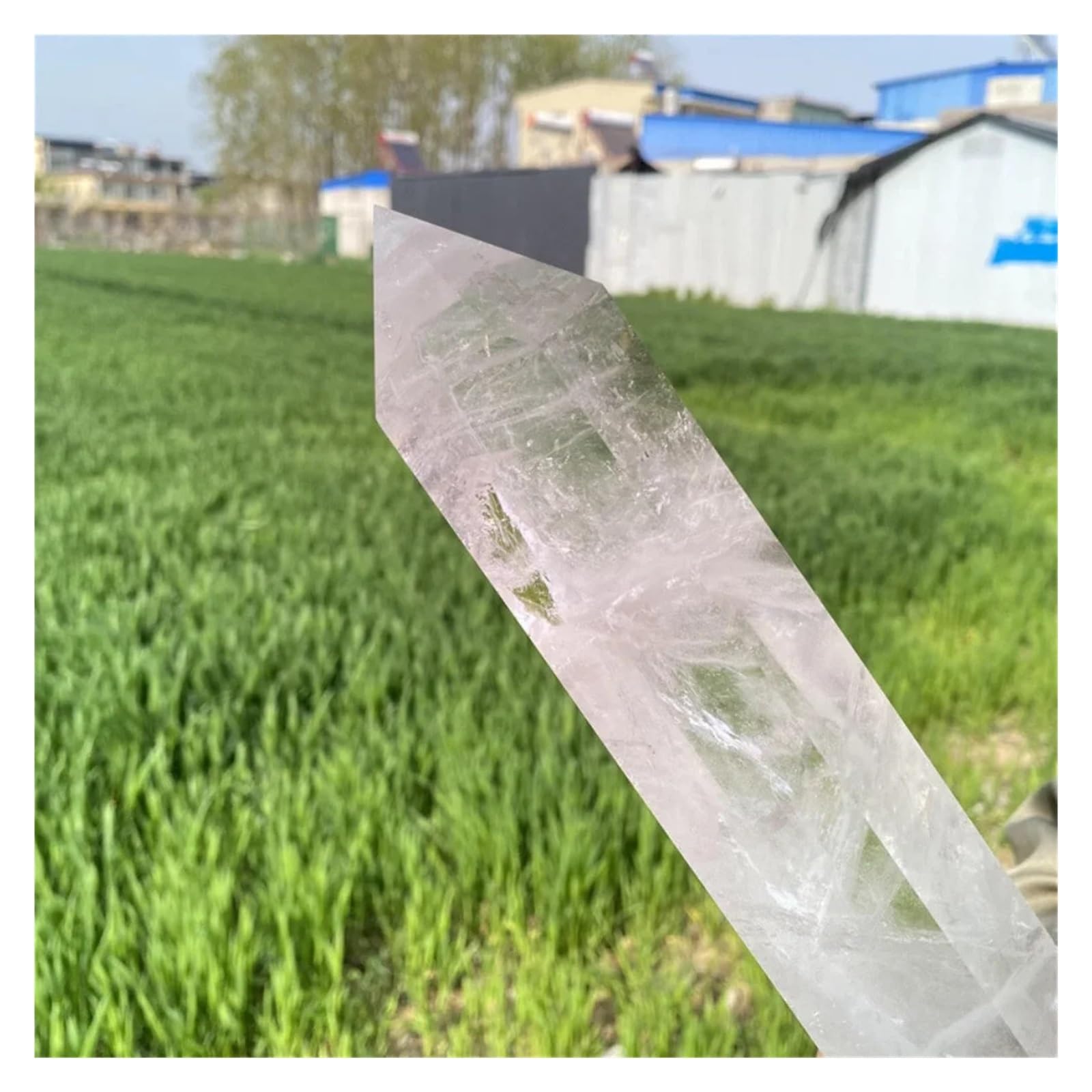 1 pieza de 500-600 g de columna de cristal de obelisco de cuarzo transparente