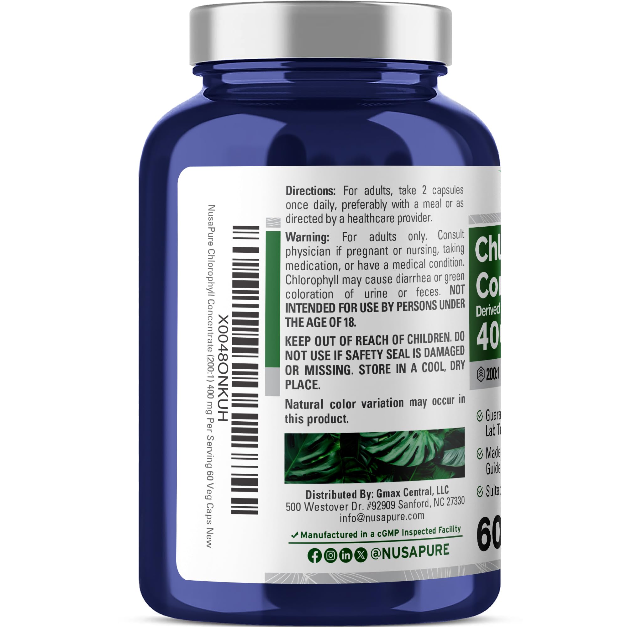 Chlorophyll Concentrate, 400mg, 60 Veg Capsules - 30 Servings — Amazon image 3