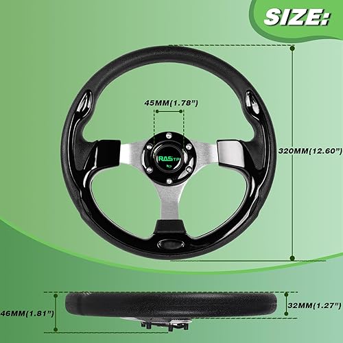 Vista 53 de RASTP Volante de carrito de golf de 12.6 pulgadas/12.598 in para Club Car DS y Club Car Precedent EZGO Yamaha Carritos de golf, rojo Estilo B- Rojo