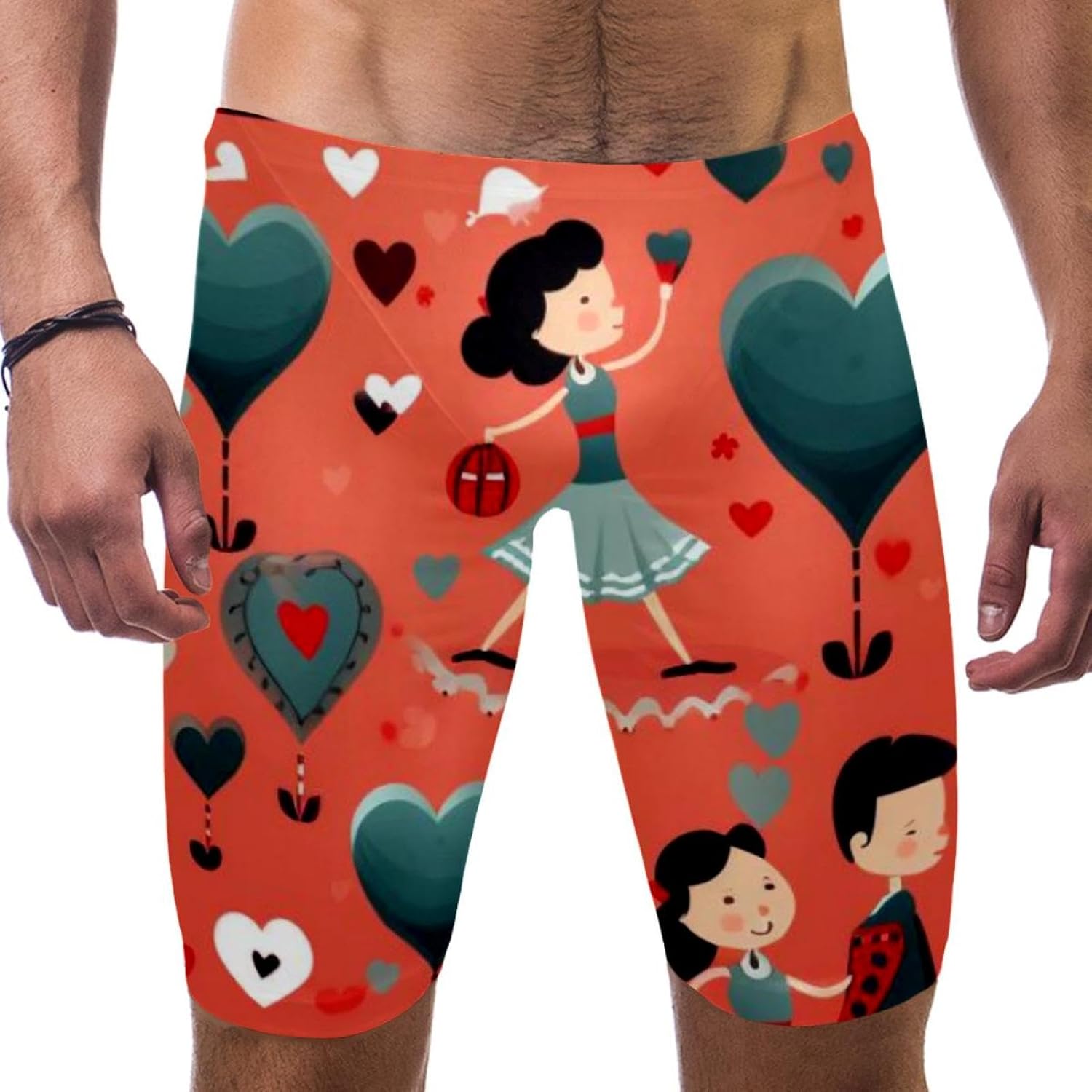 Valentine's Day Men's Swimsuit Jammer Quick Dry Swim Jammer Racing & Training Swimsuit