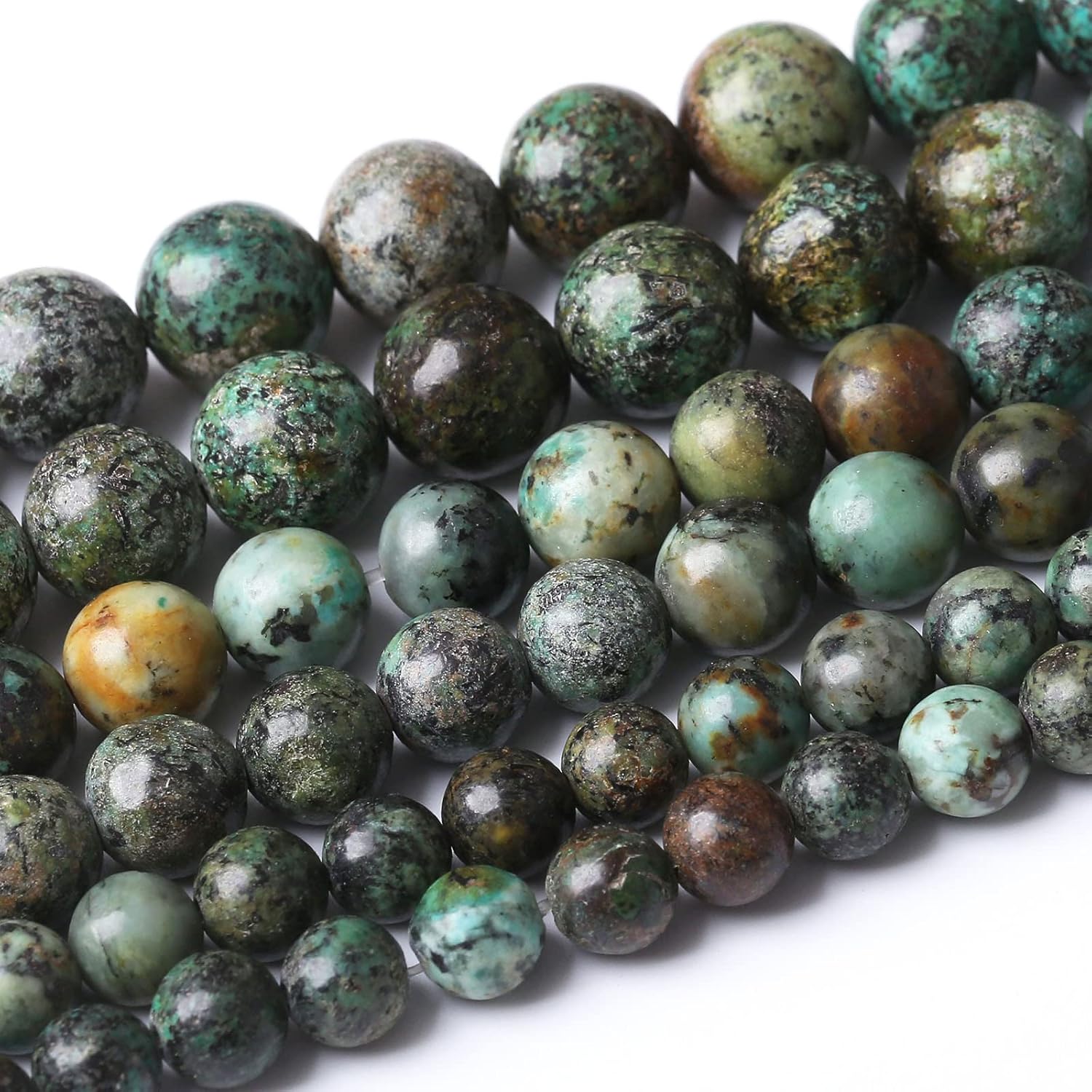 African Turquoises Stone Natural Stone Beads Gems Round Loose Beads Jewelry Making DIY Bracelet Necklace Accessory 1 Strand 60PCS 6MM 15" African Turquoises Stone 6MM