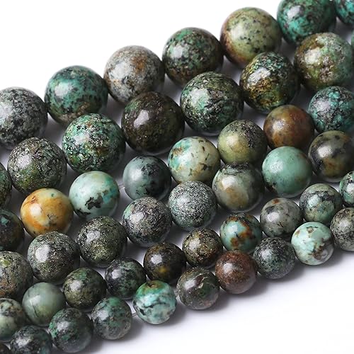 Cuentas redondas sueltas de piedra natural de turquesas africanas, joyería para hacer manualidades, pulsera, collar, accesorio 1 hebra, 32 unidades, disponible en Yaxa Colombia