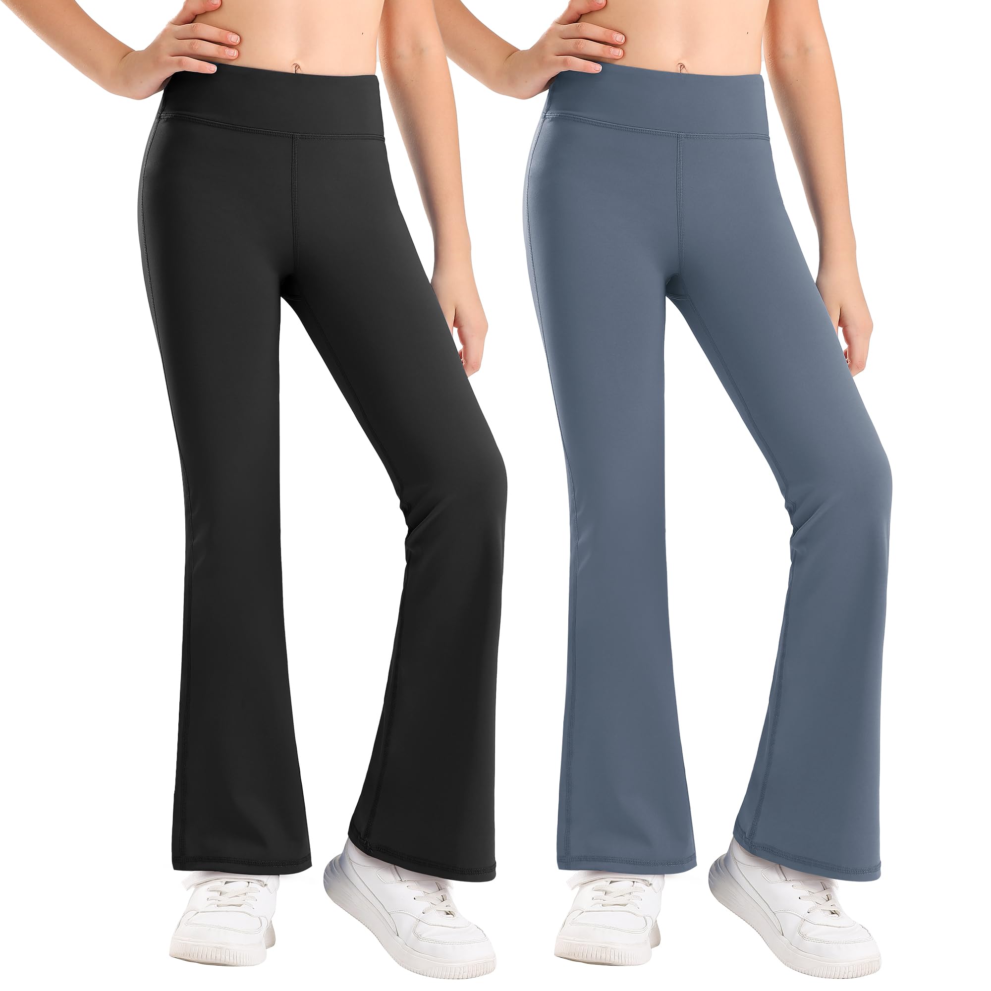 Stelle Girl's Flare Leggings High Waisted Yoga Pants Bootcut Dance Casual Pants Activewear Kids Bell Bottoms