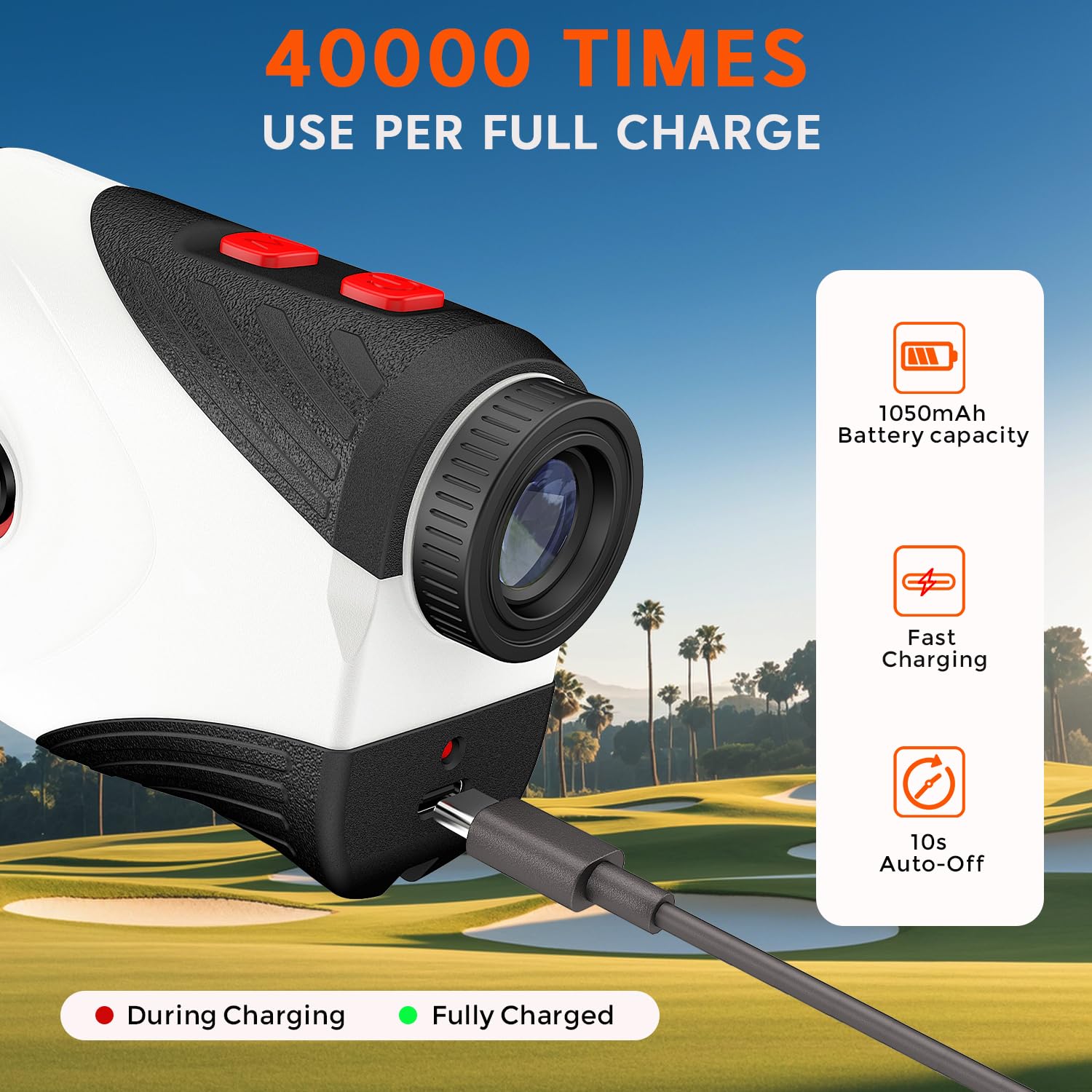 Télémètre de Golf avec Pente, télémètre Laser de 1 200 m, grossissement 7X, Vibration de Verrouillage du Drapeau, télémètre Rechargeable avec Bande magnétique, Mode Balayage continu, Mesure de Haute