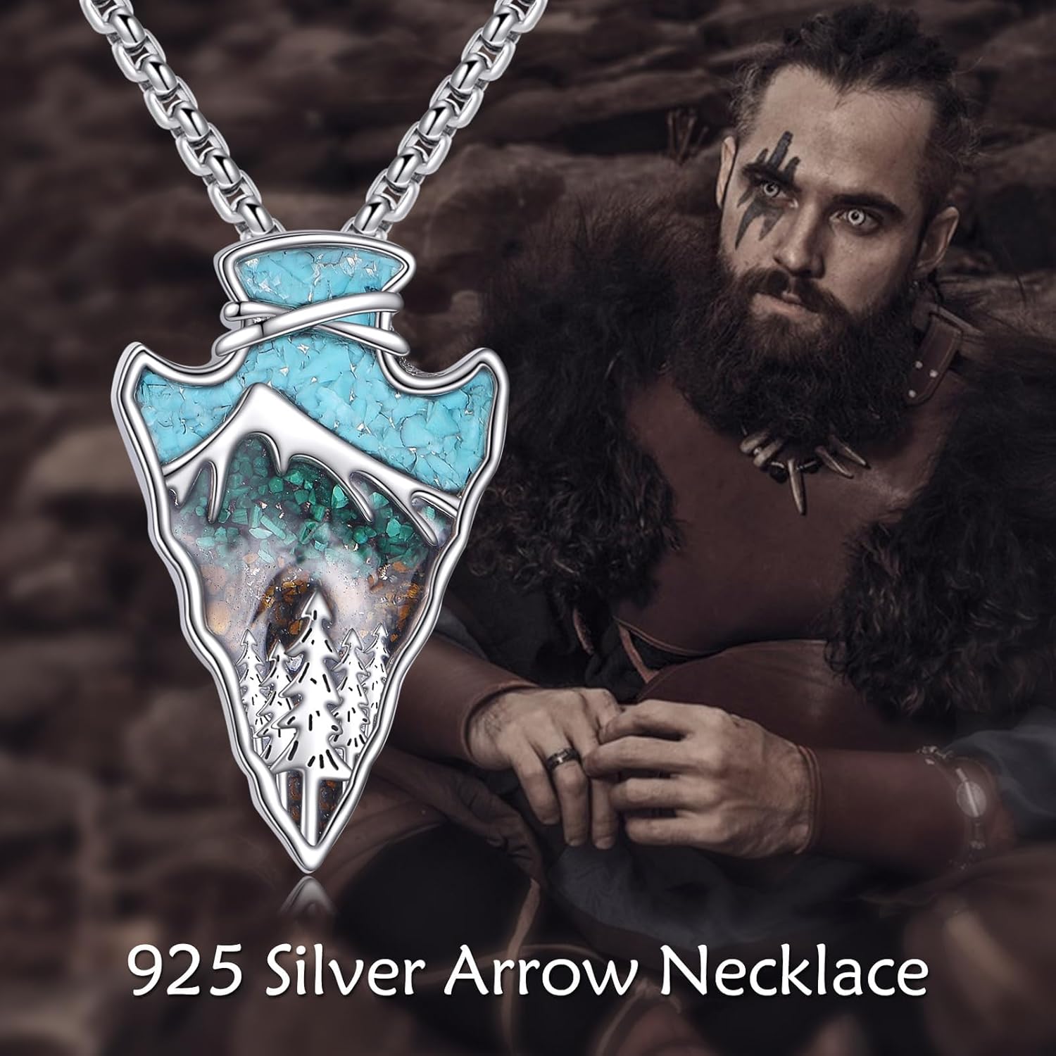 YAFEINI Arrowhead Necklace Sterling Silver Turquoise Arrow Mountain Pendant Arrowhead Jewelry for Women Men - Image 5