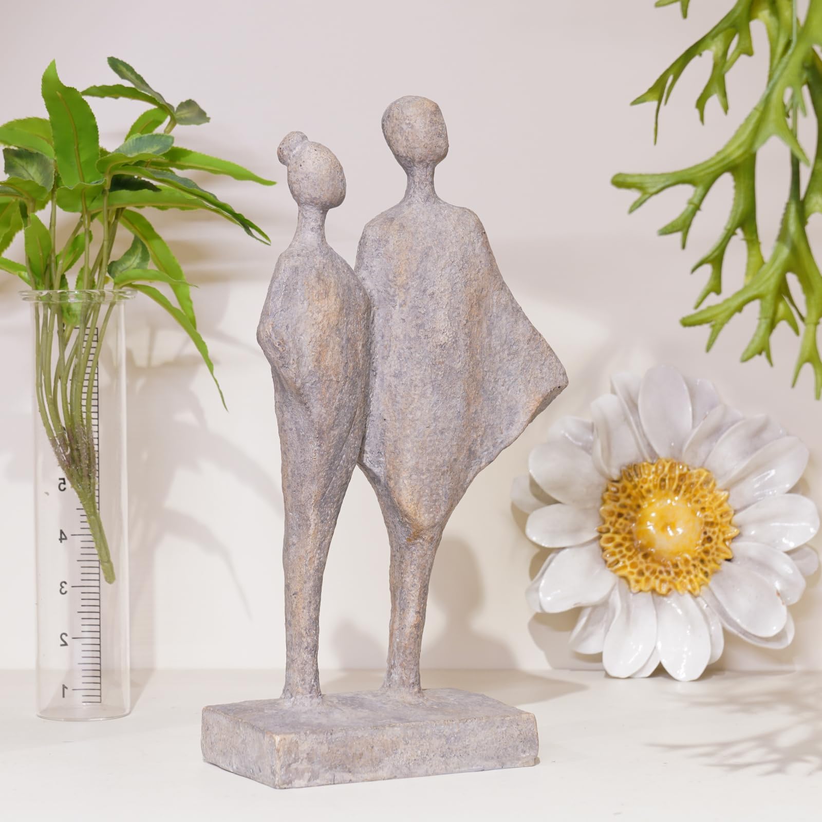 LC LCdecohomeHome Décor Accents Wedding Gifts - Resin Stone Couple Love Statues Symbolizing Eternity Abstract Sculpture Modern Romantic Office Decor for Shelves Decoration 6.25 * 3.25 * 11.5 Inch