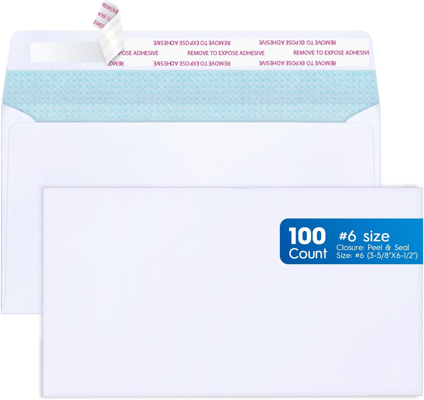 METRONIC #6 Envelopes Security Self Seal, 100 Count Small Envelopes, Envelope Letter Size 3⅝ x 6½", White No Window Mailing Envelopes