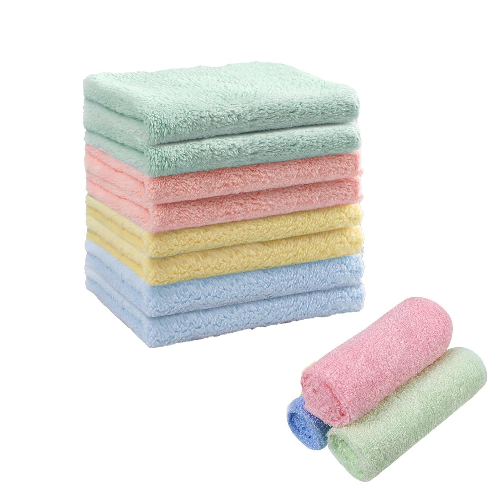 UDNUYFGZ 8 Pcs Flannels Face Cloths Bamboo Washcloths Quick Dry Reusable Face Body Cloths Squares Wash Flannels for Women Kids Adult (25x25cm)