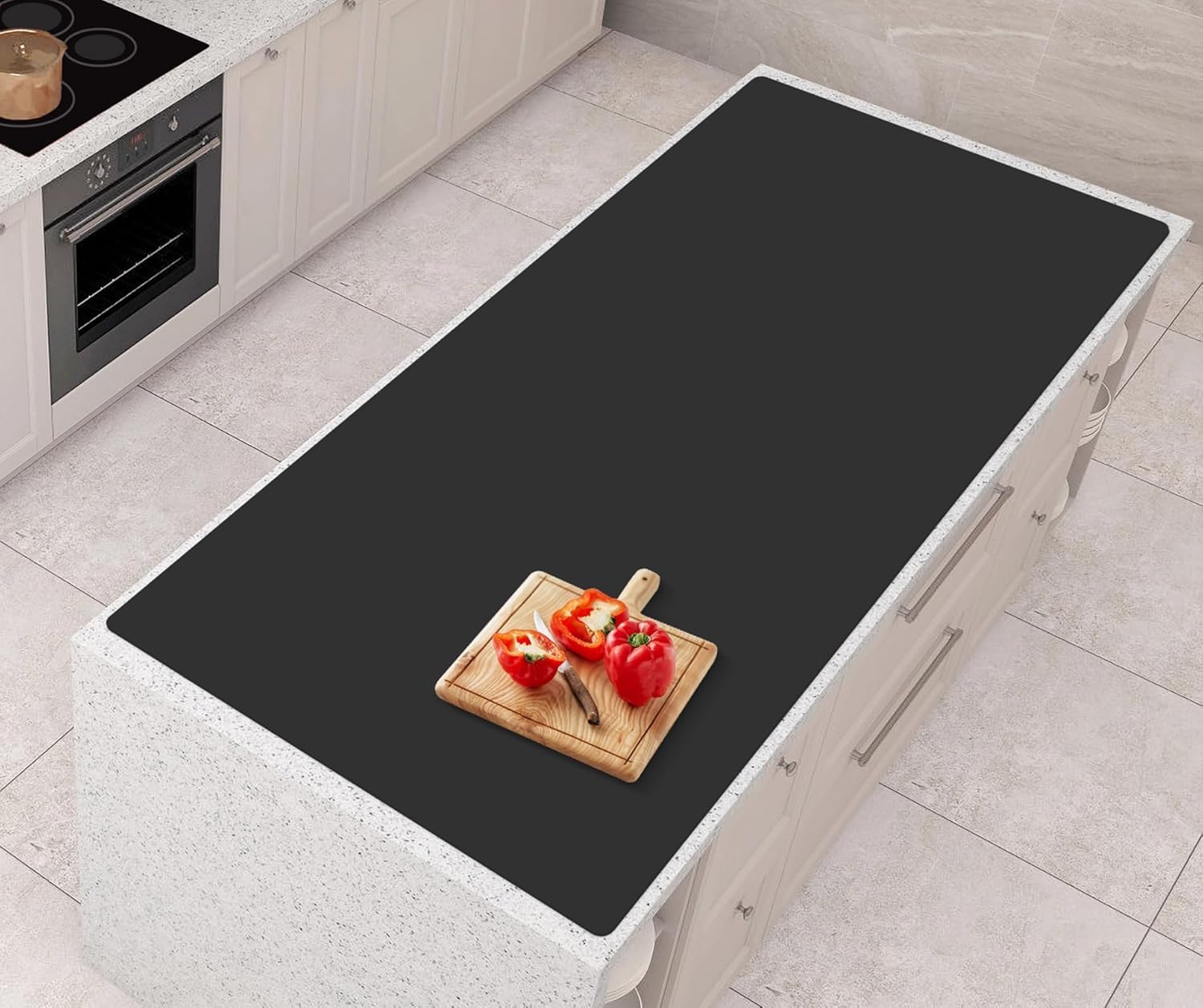 AECHY Silicone Mats for Kitchen Counter 47"x23.6"x0.08”, Largest Heat Resistant Mat Shipped Rolled Up Kitchen Island Silicone Countertop Protector Mat Nonslip Extra Large Counter Mat, Black 47"L x 23.6"W Black