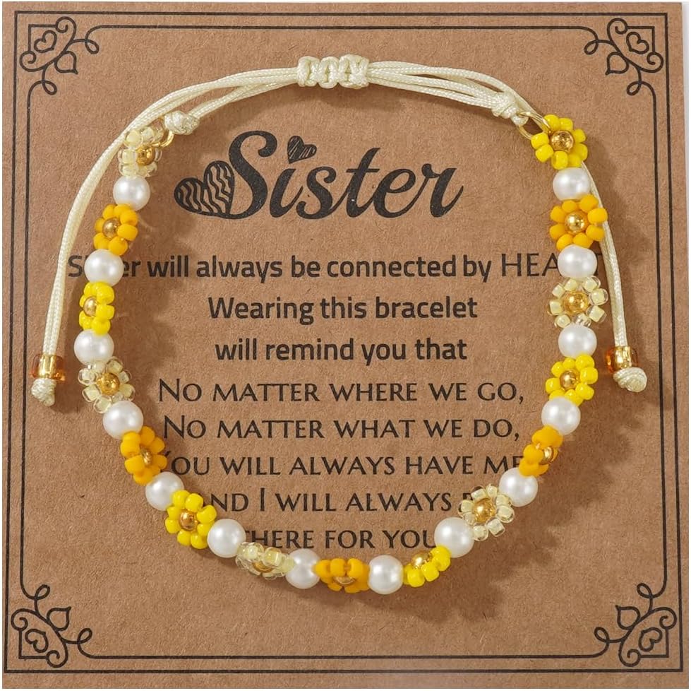 Cute Flower Beaded Pearl Bracelet for Women,Handmade Boho Colorful String Bracelet Spring Summer Jewelry Gift Friendship - Image 2