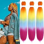 Rainbow Braiding Hair Pre stretched Synthetic Yaki Ez Braid Braiding Hair