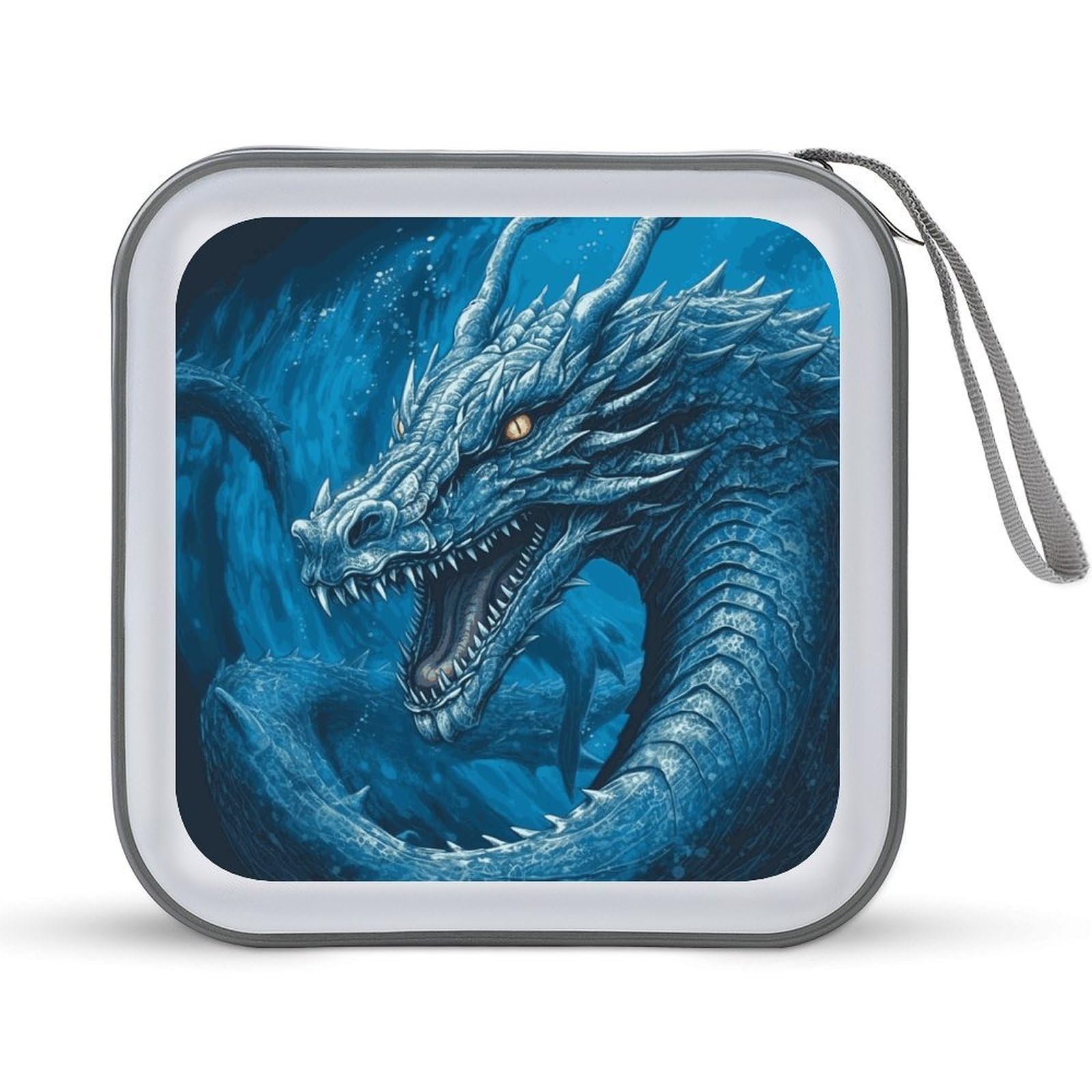 JTREHY Dragon Cool Blue CD Case 40 Capacity CD/DVD Case Holder Disc Storage Organizer Wallet Bag Portable Zipper CD Case Holder for Car Home Office Travel