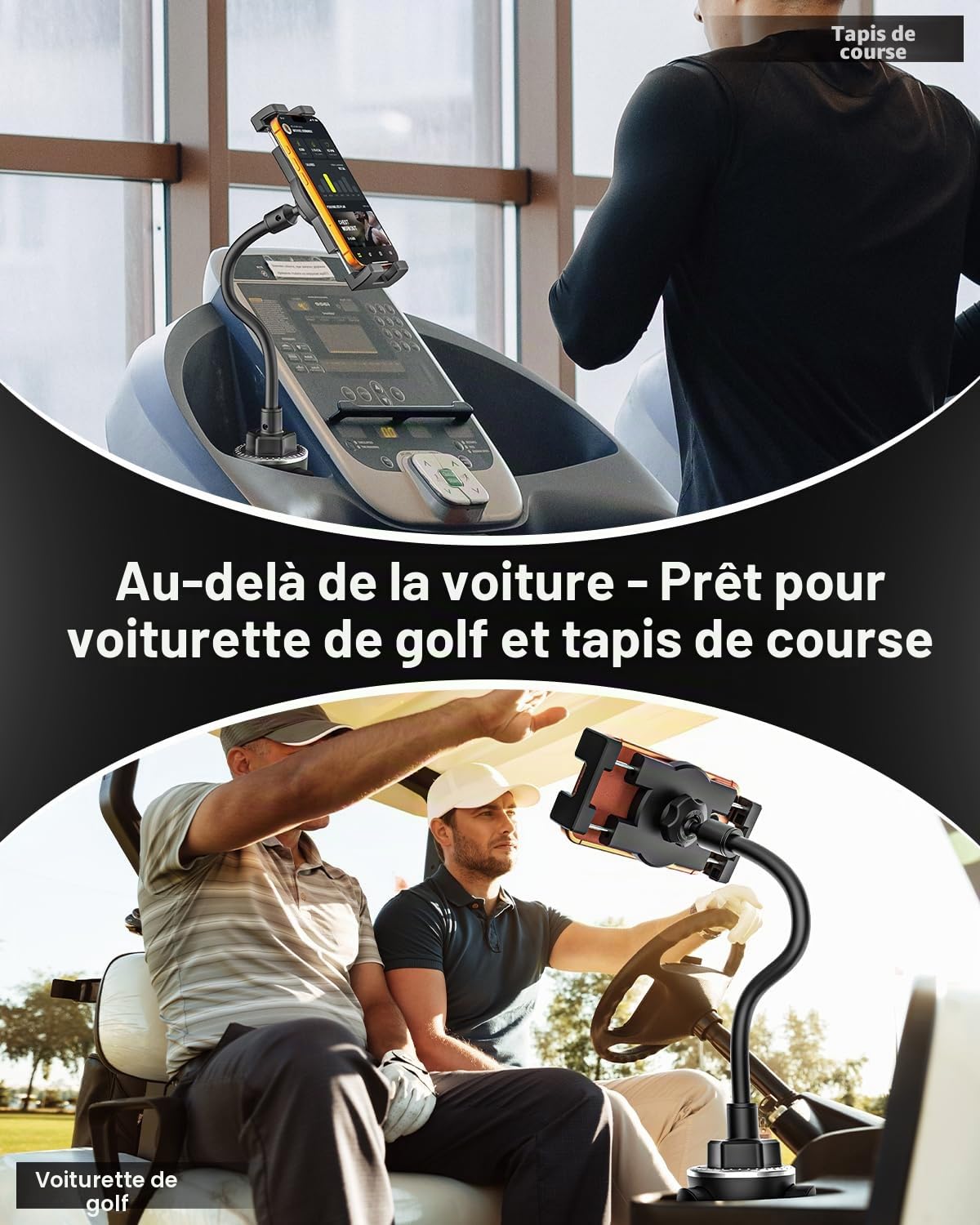 Support Tablette Voiture Porte-Gobelet, Col de Cygne Support Tablette Tasse | pour Camion, Tapis de Course, Voiturette de Golf, pour iPad Pro Mini Air, Galaxy, iPhone 4-13" Téléphone Tablet