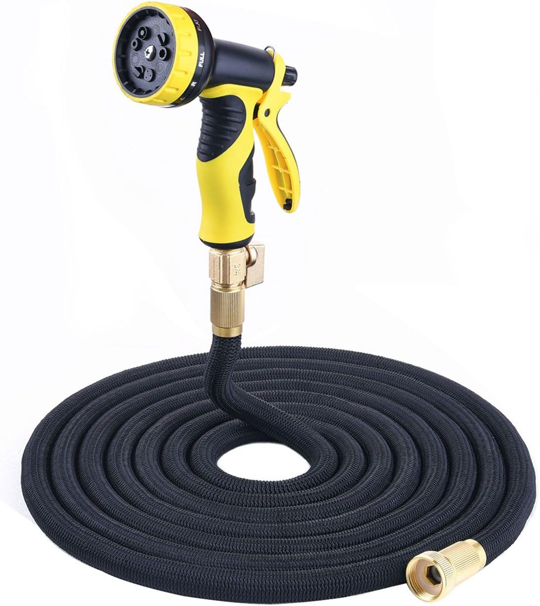 Yardsky 75ft/20m Garden Hose Expandable Yellow Flexible Expanding Hosepipe Anti Kink with Spray Nozzle Valve and Hose Holder