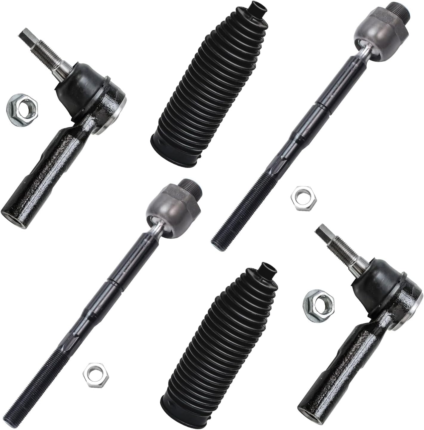 Detroit Axle - Front Tie Rods Kit for 2005-2011 Dodge Ram Dakota, 2006-2009 Mitsubishi Raider 2007 2008, 4 Inner & Outer Tie Rods, 2 Boots, Replacement