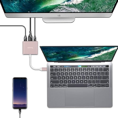 Miniatura 14 de Tuwejia Adaptador multipuerto USB C a HDMI USB 3.1 Gen 1 Thunderbolt 3 a HDMI 4K Video Converter/USB 3.0 Hub Port PD Puerto de carga rápida con gran
