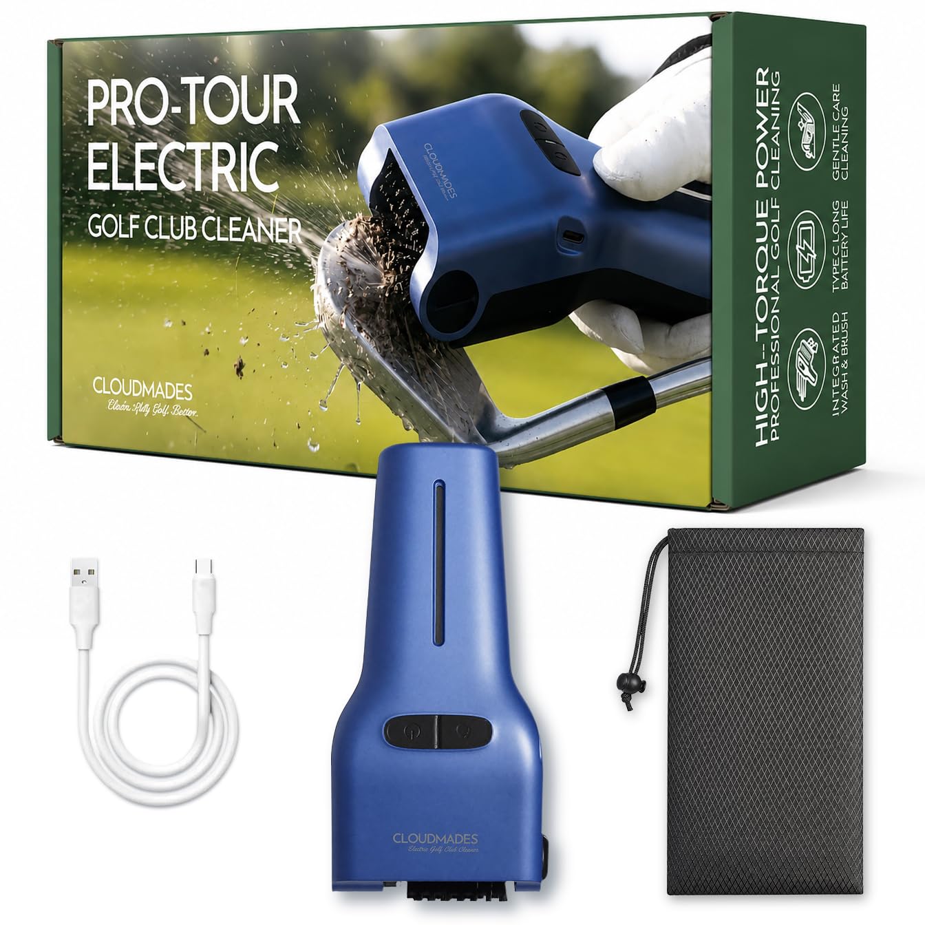 Limpiador automático de palos de golf, cepillo eléctrico para palos de golf, regalo ideal para hombres, accesorios de golf imprescindibles para hombres y mujeres, botón para una fácil