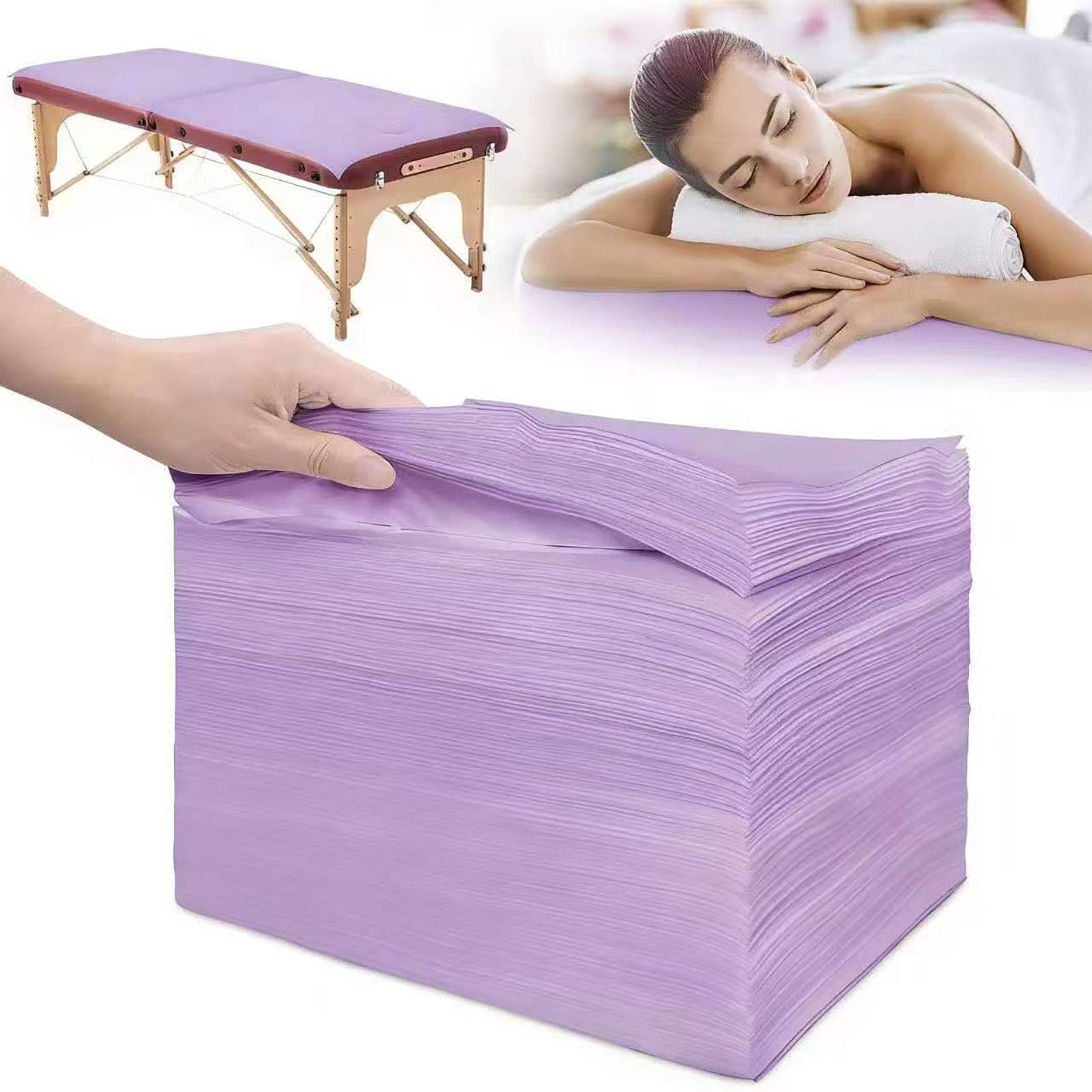 100 sábanas desechables de 31.5 x 71 pulgadas, fundas de cama de tela no tejida para máxima higiene y comodidad en masajes, tatuajes, tratamientos de belleza y spa, sábanas transpirables y duraderas